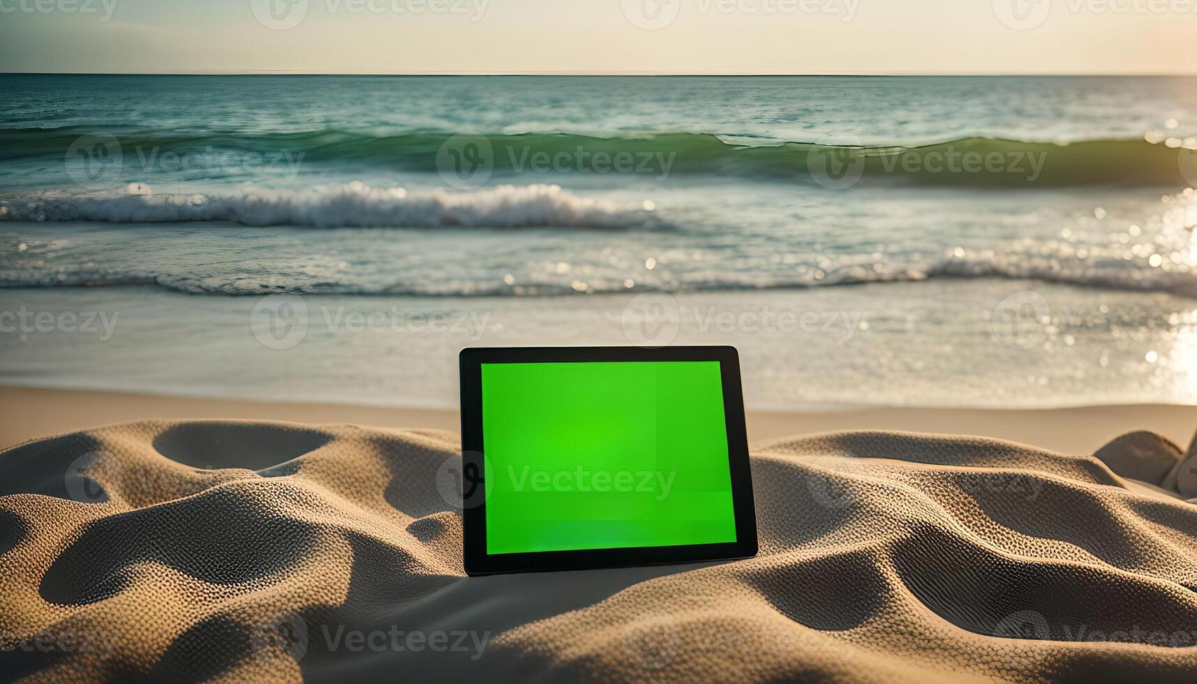 Tablet on a Sandy Beach photo