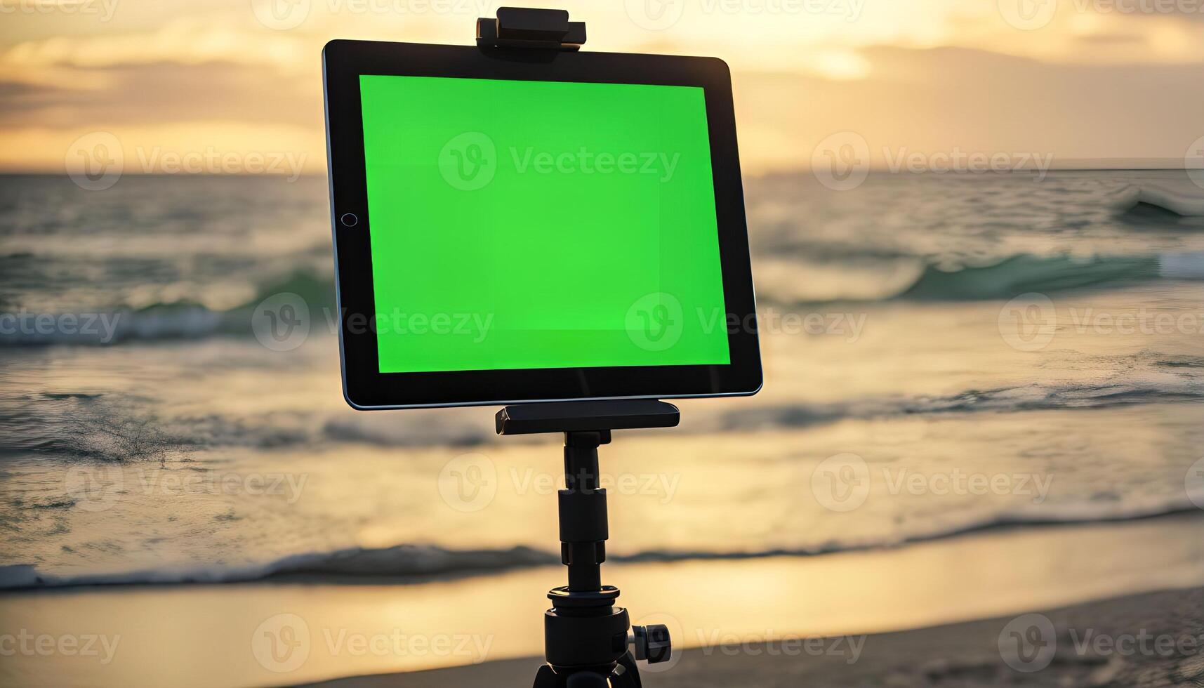 Tablet on Tripod Facing the Sunset photo