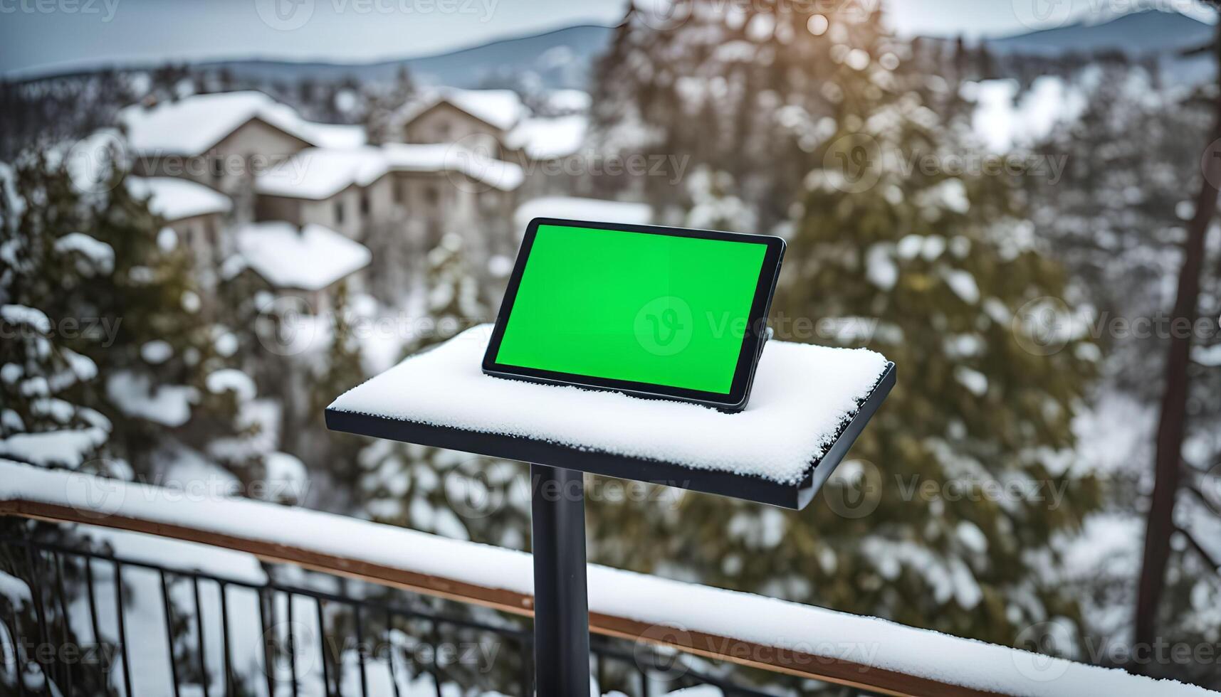 Tablet in Snowy Landscape photo