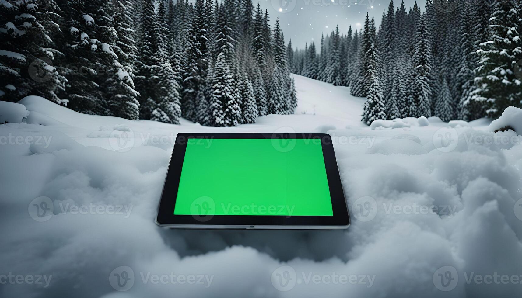 Tablet in a Snowy Winter Wonderland photo