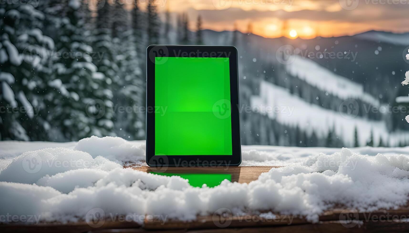 Tablet in Winter Landscape photo