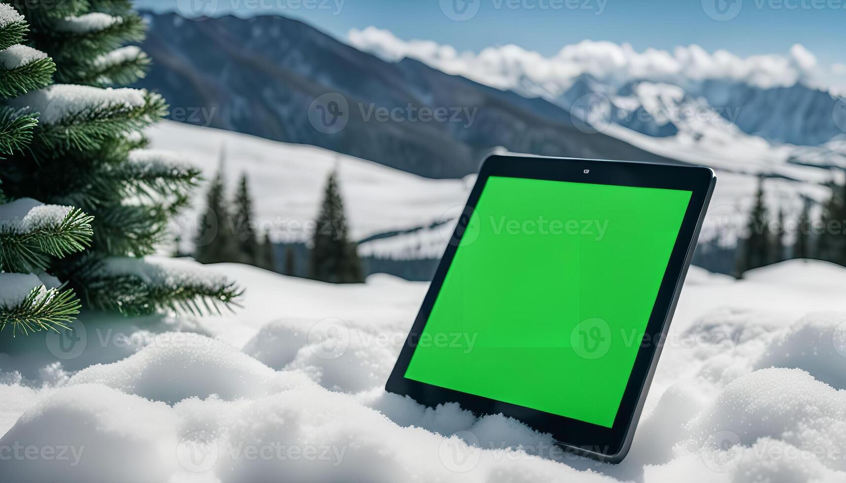 Tablet in Snowy Mountains photo
