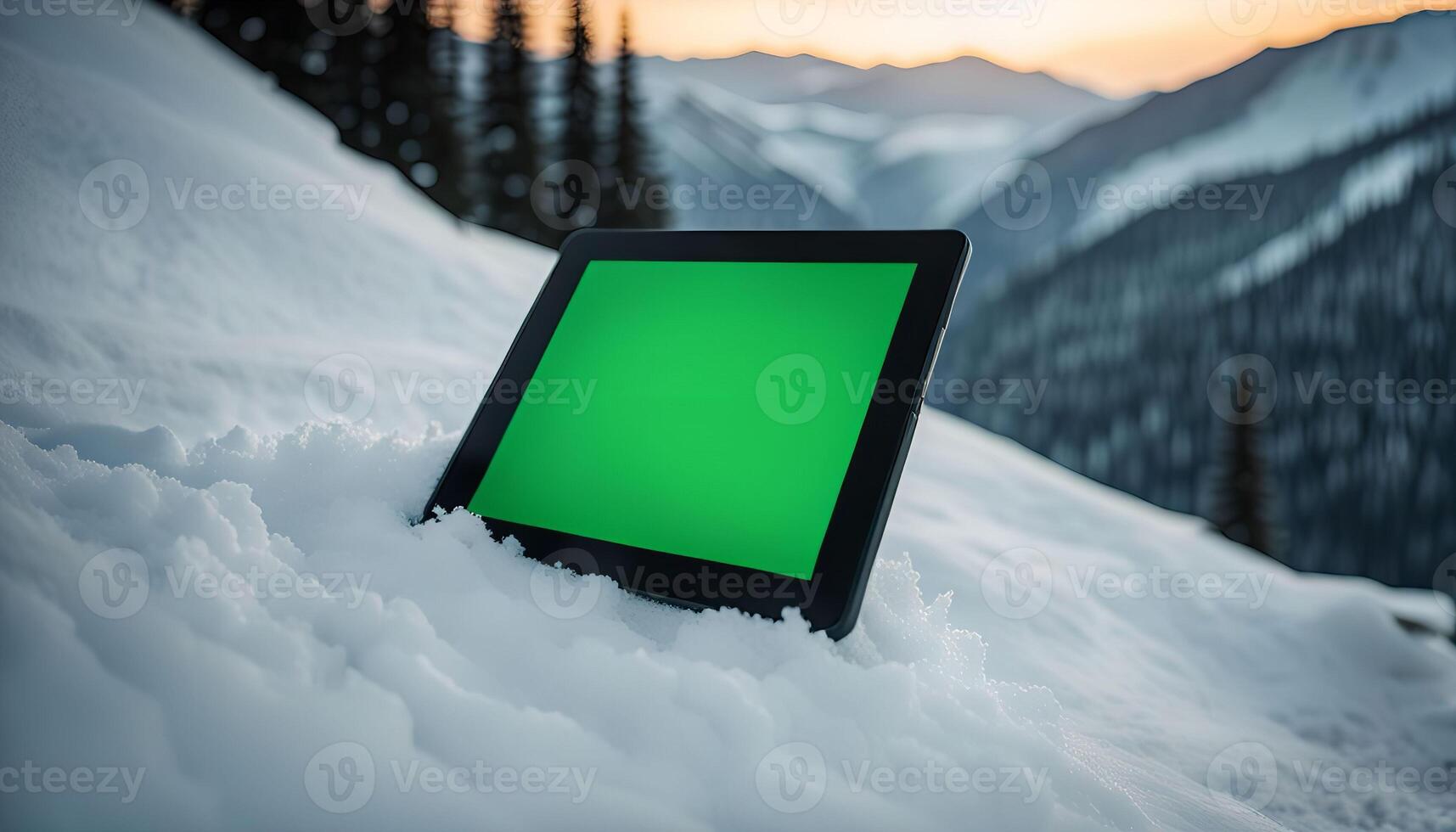 Tablet in Snowy Mountains photo
