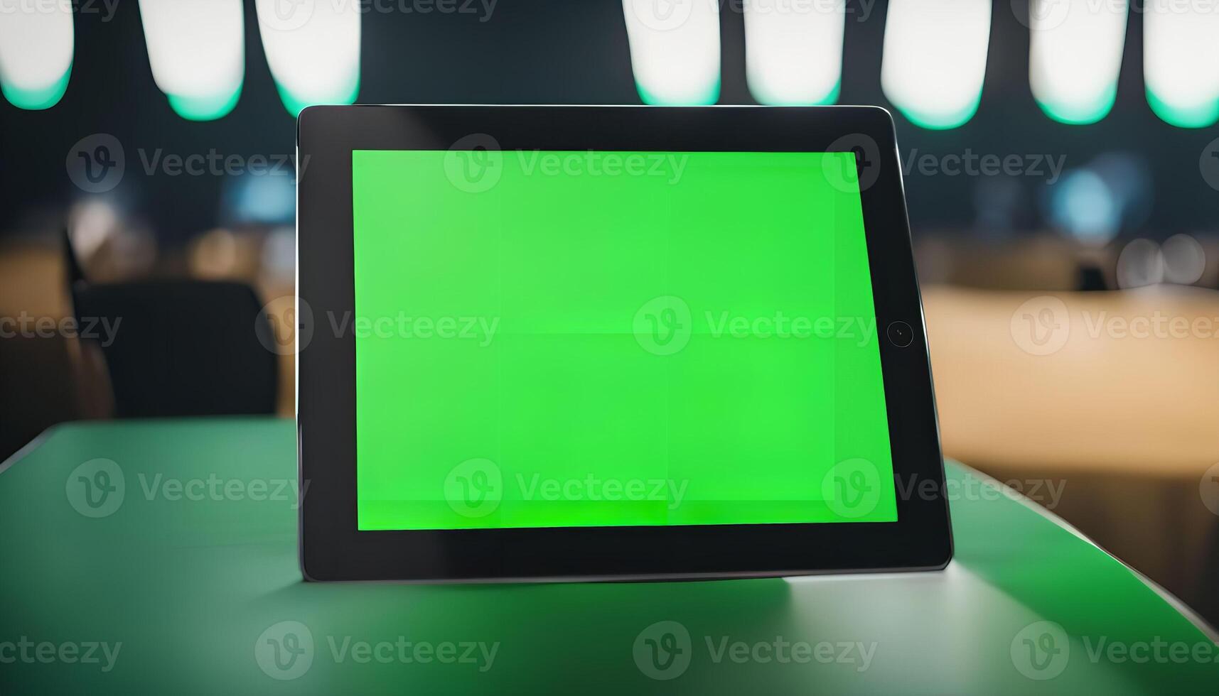Green Screen Tablet on a Table photo