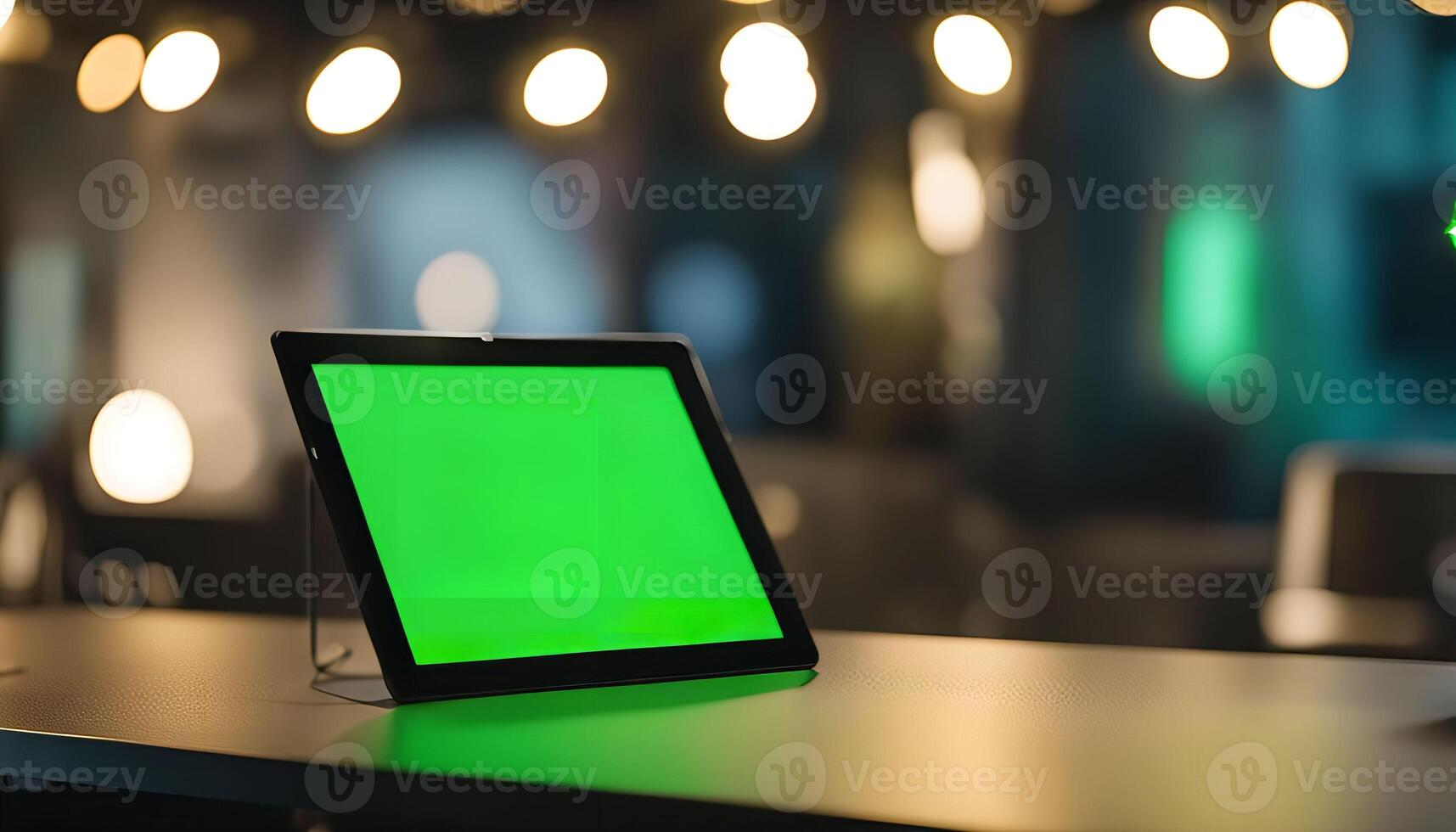Tablet on Table in Bar Setting photo
