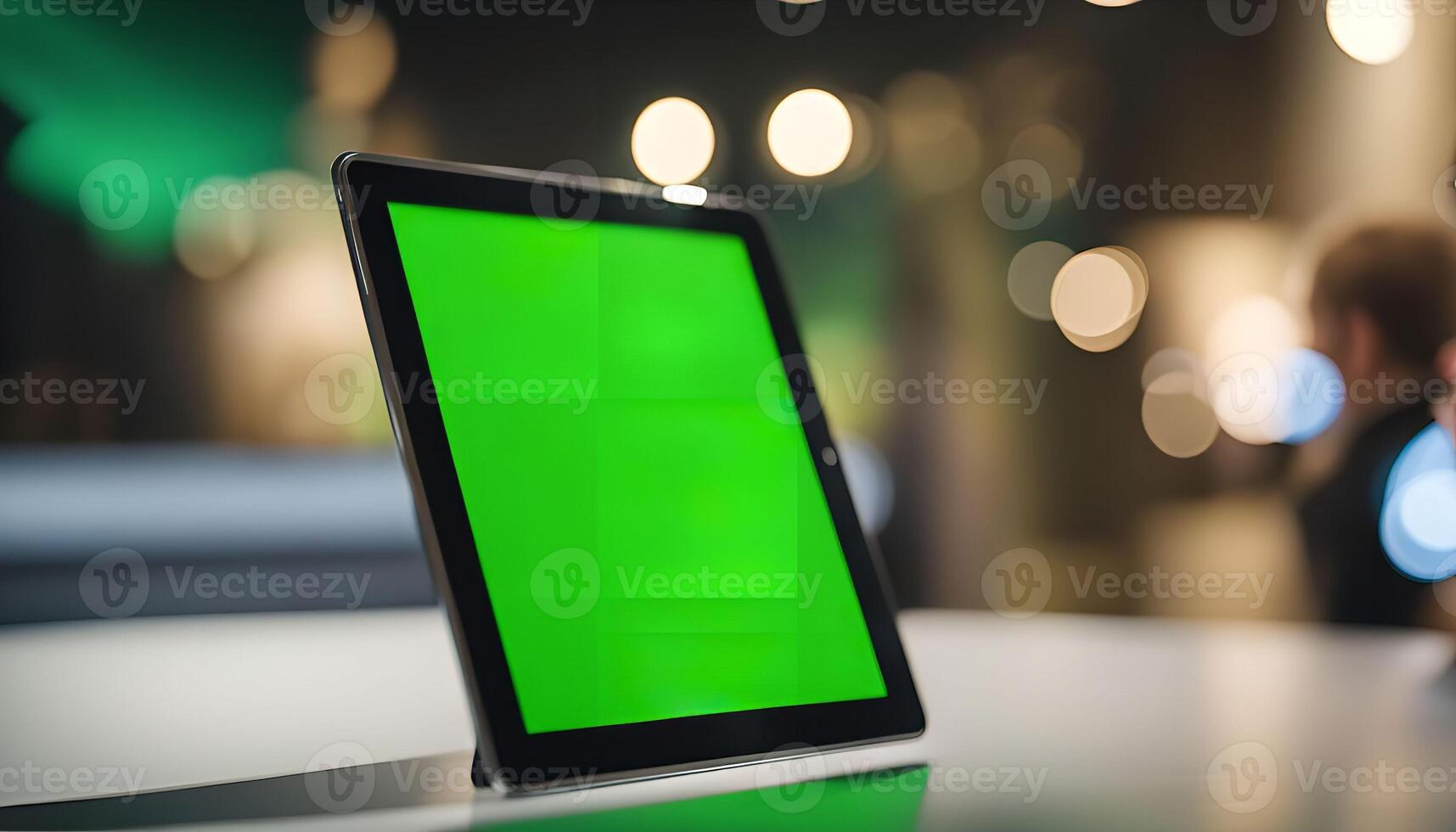 Green Screen Tablet on a Table photo
