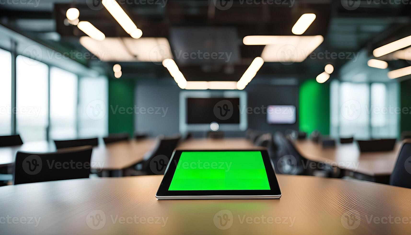 Tablet on a table in a modern office photo