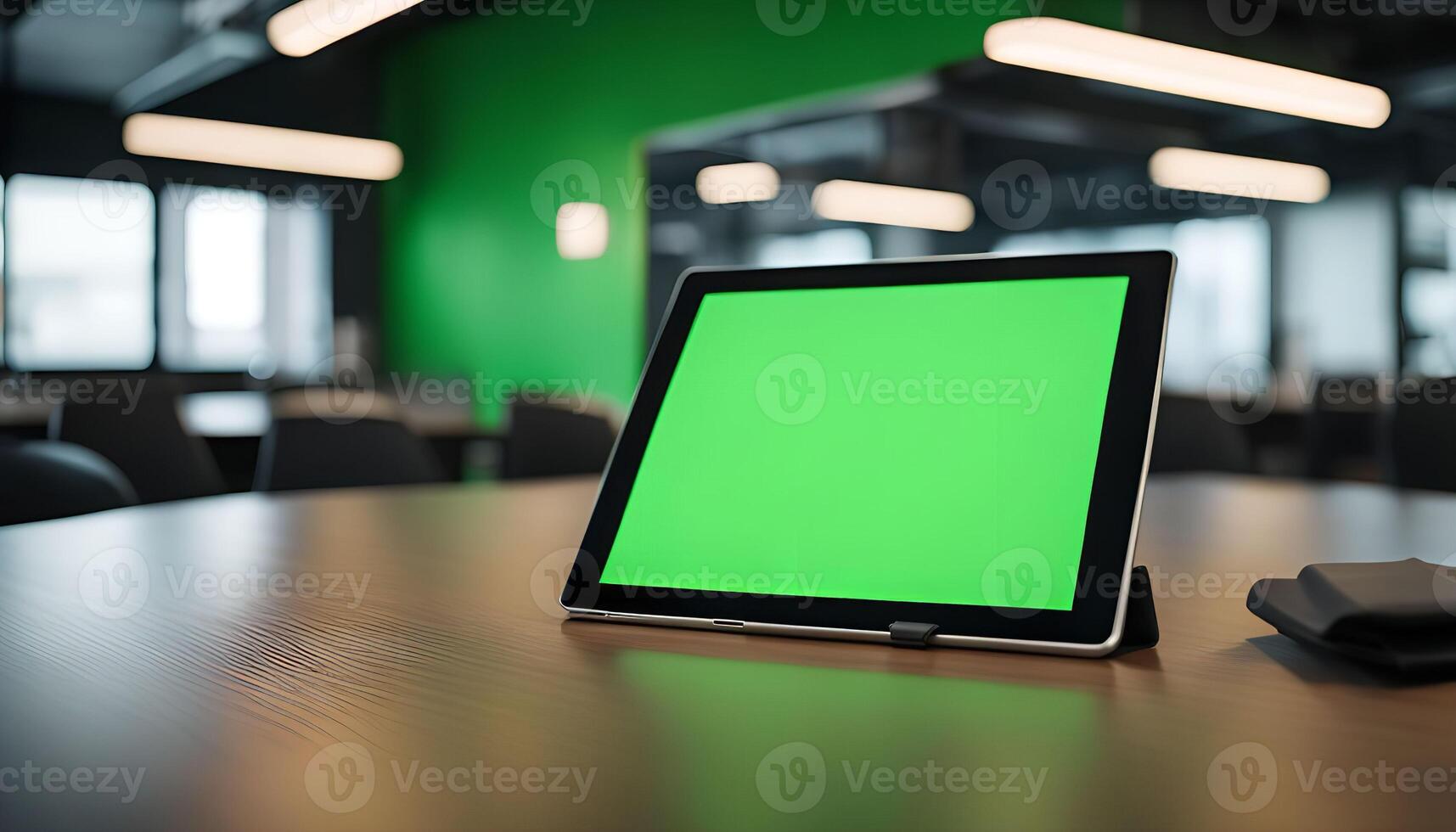 Tablet on Table in Office Setting photo
