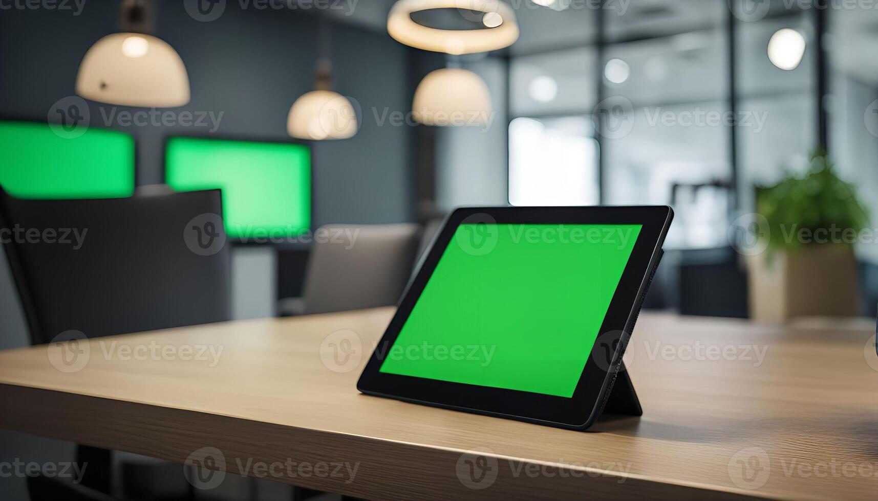 Tablet on a Table in an Office Setting photo