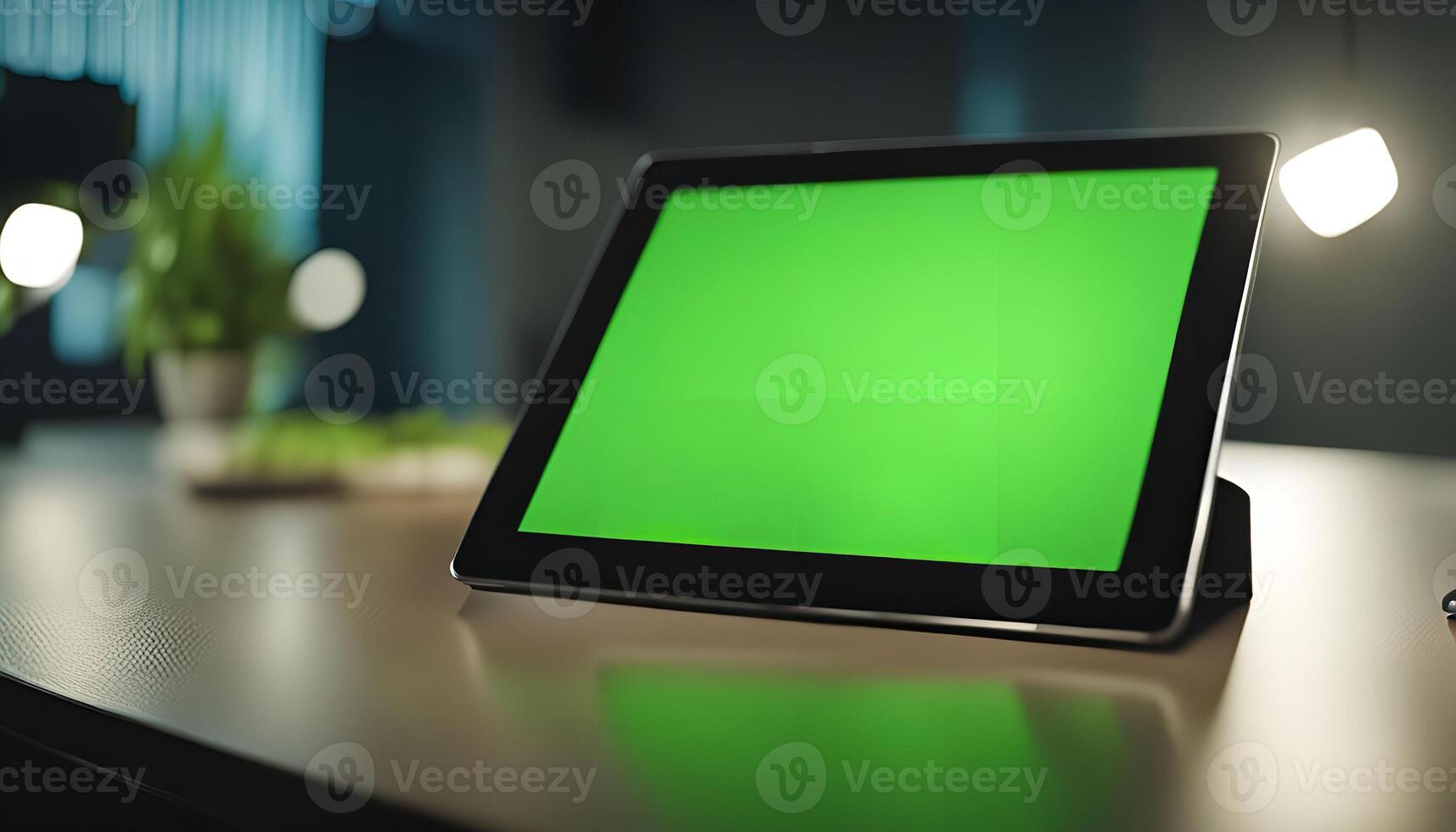 Green Screen Tablet on a Table photo