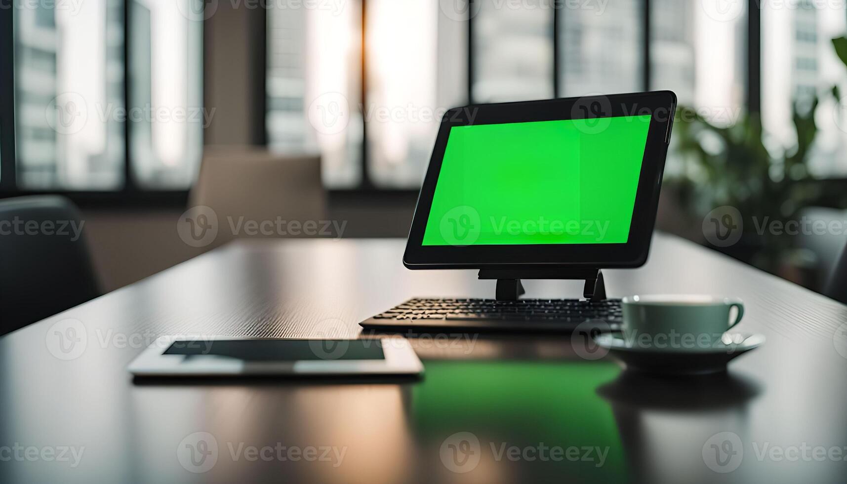 Tablet On Table In Modern Office photo
