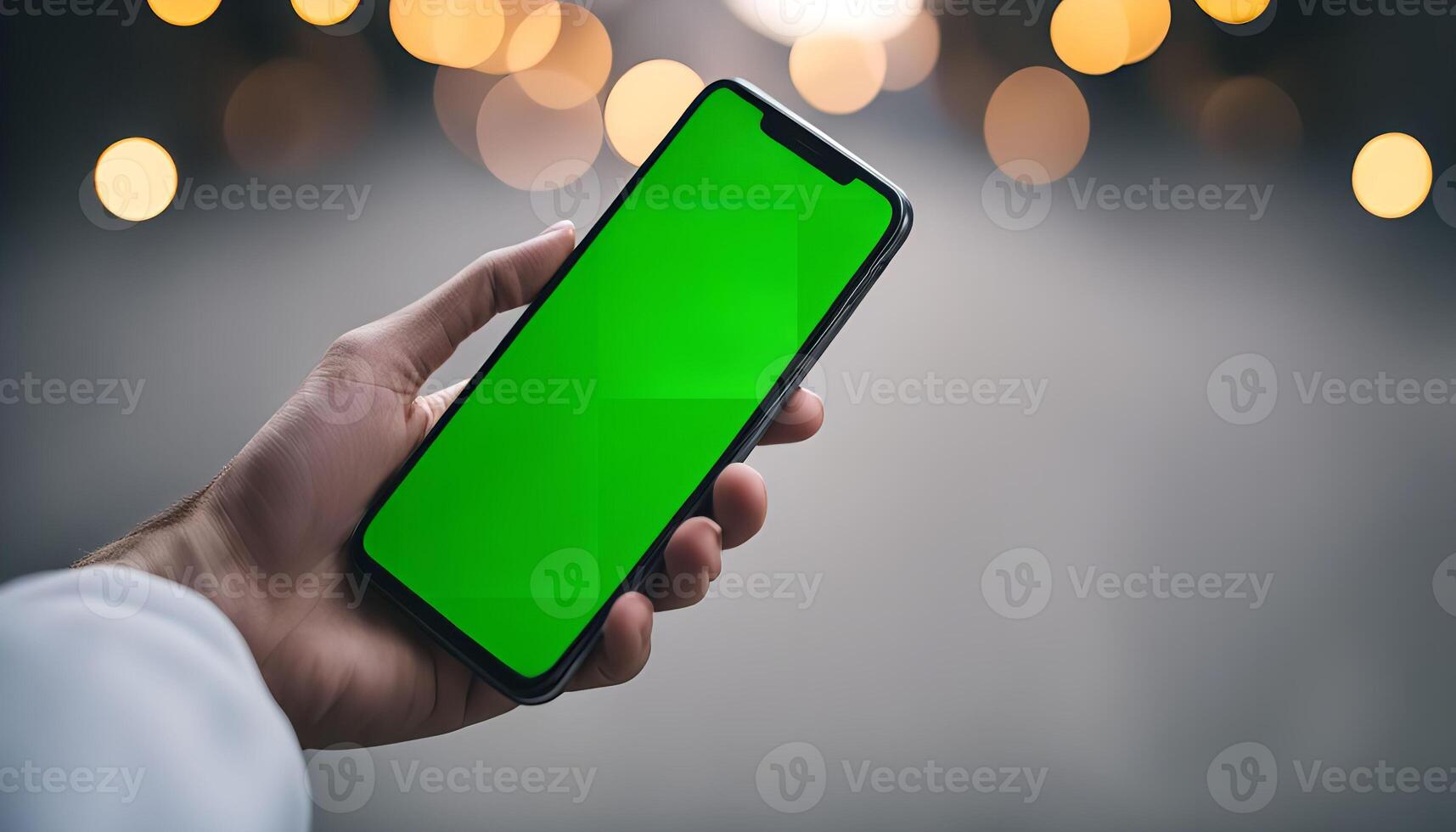 Green Screen Smartphone Mockup for Design and Editing photo