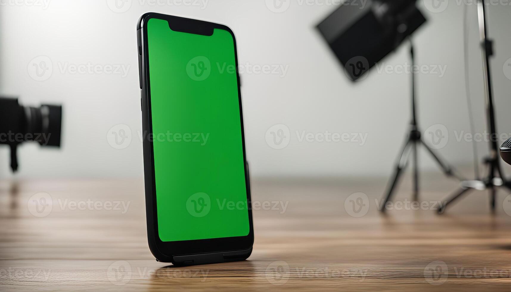 Green Screen Smartphone Mockup with Studio Lighting photo