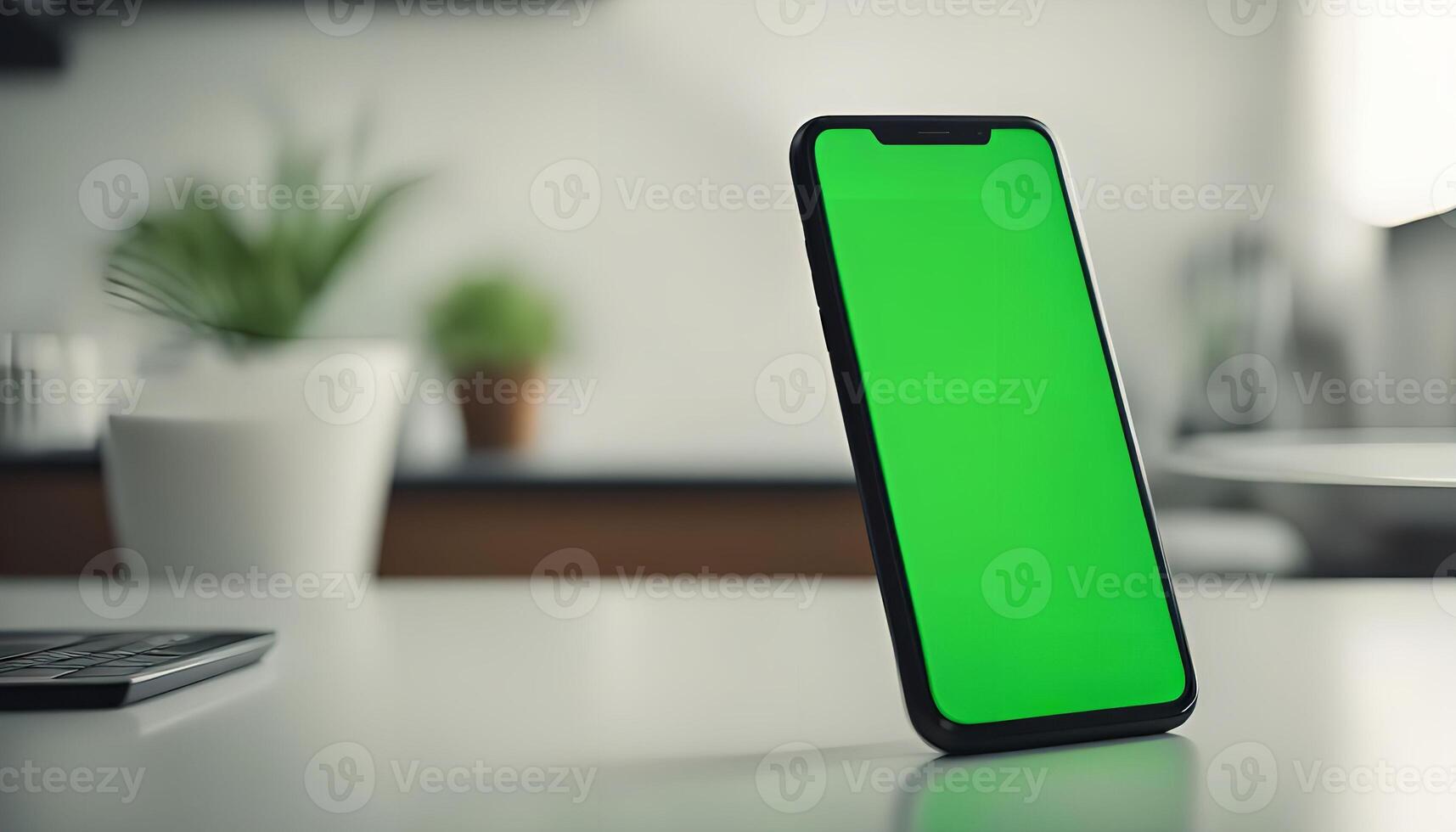 Smartphone Mockup on a White Table photo