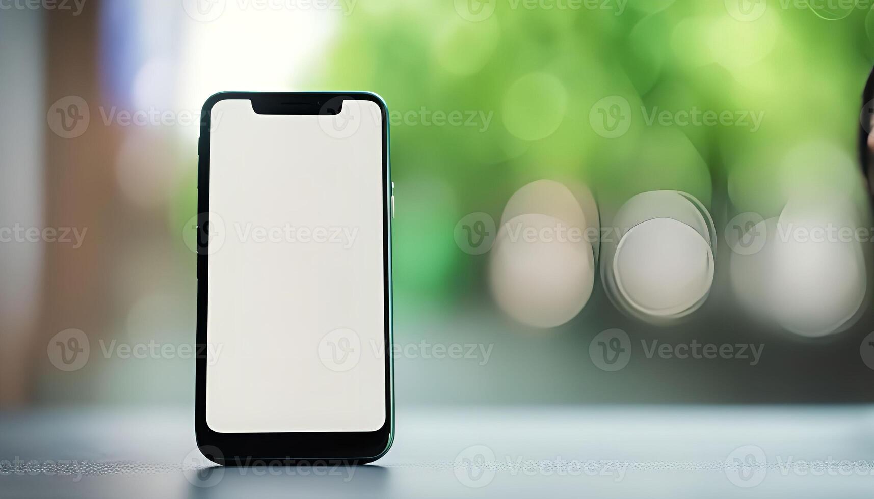 Blank Screen Smartphone with Bokeh Background photo