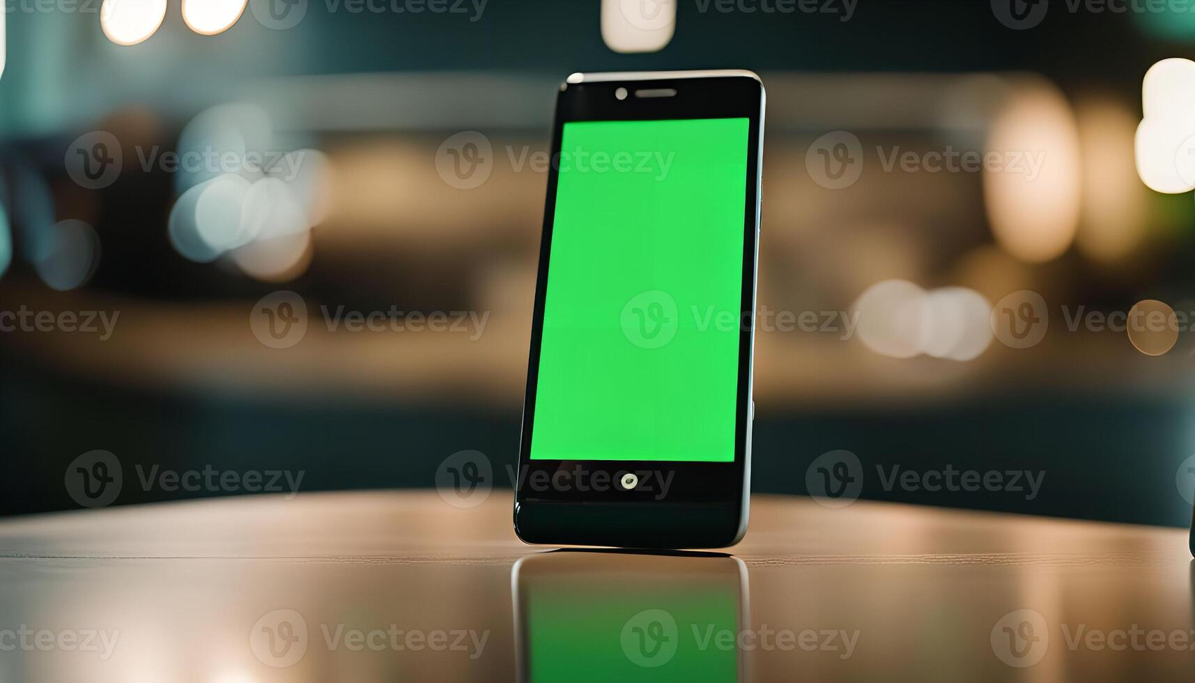 Green Screen Smartphone on Table photo