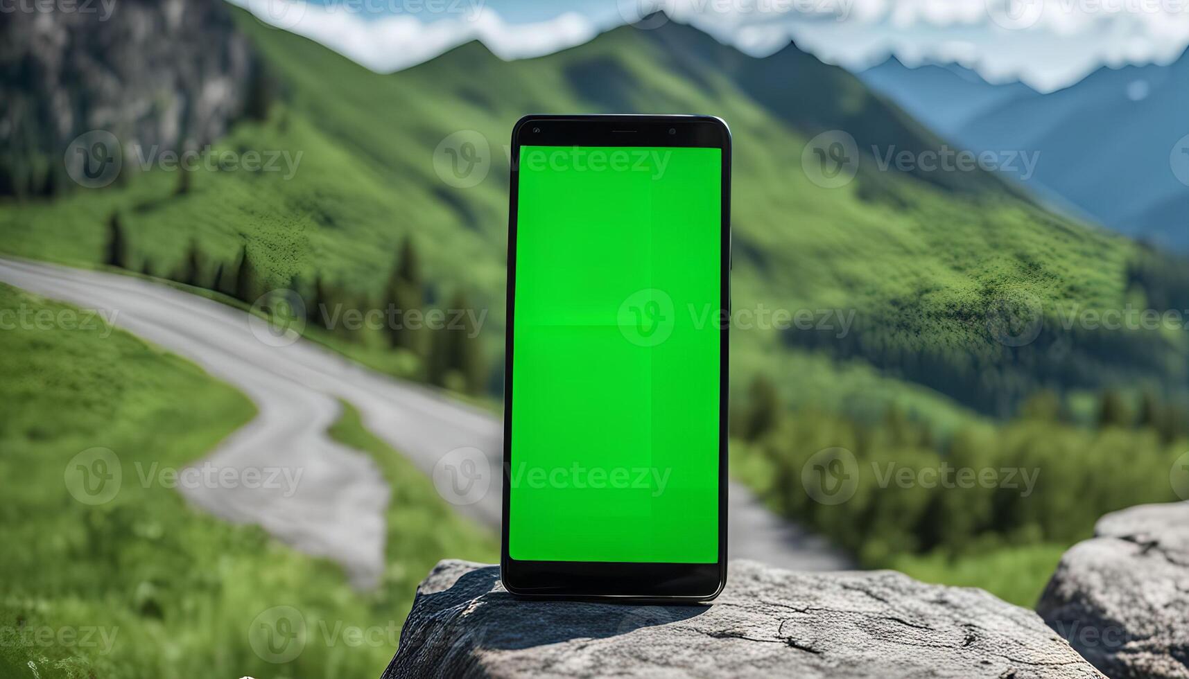 Smartphone on a Mountain Road photo