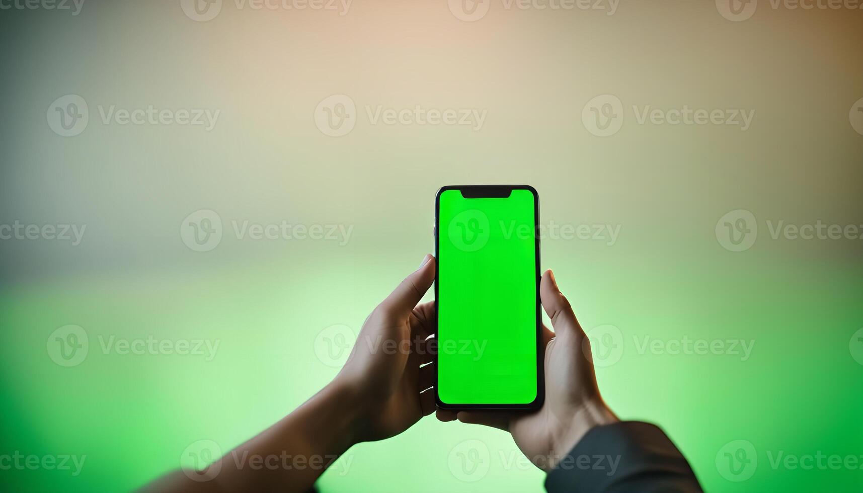 Smartphone with Green Screen Mockup photo