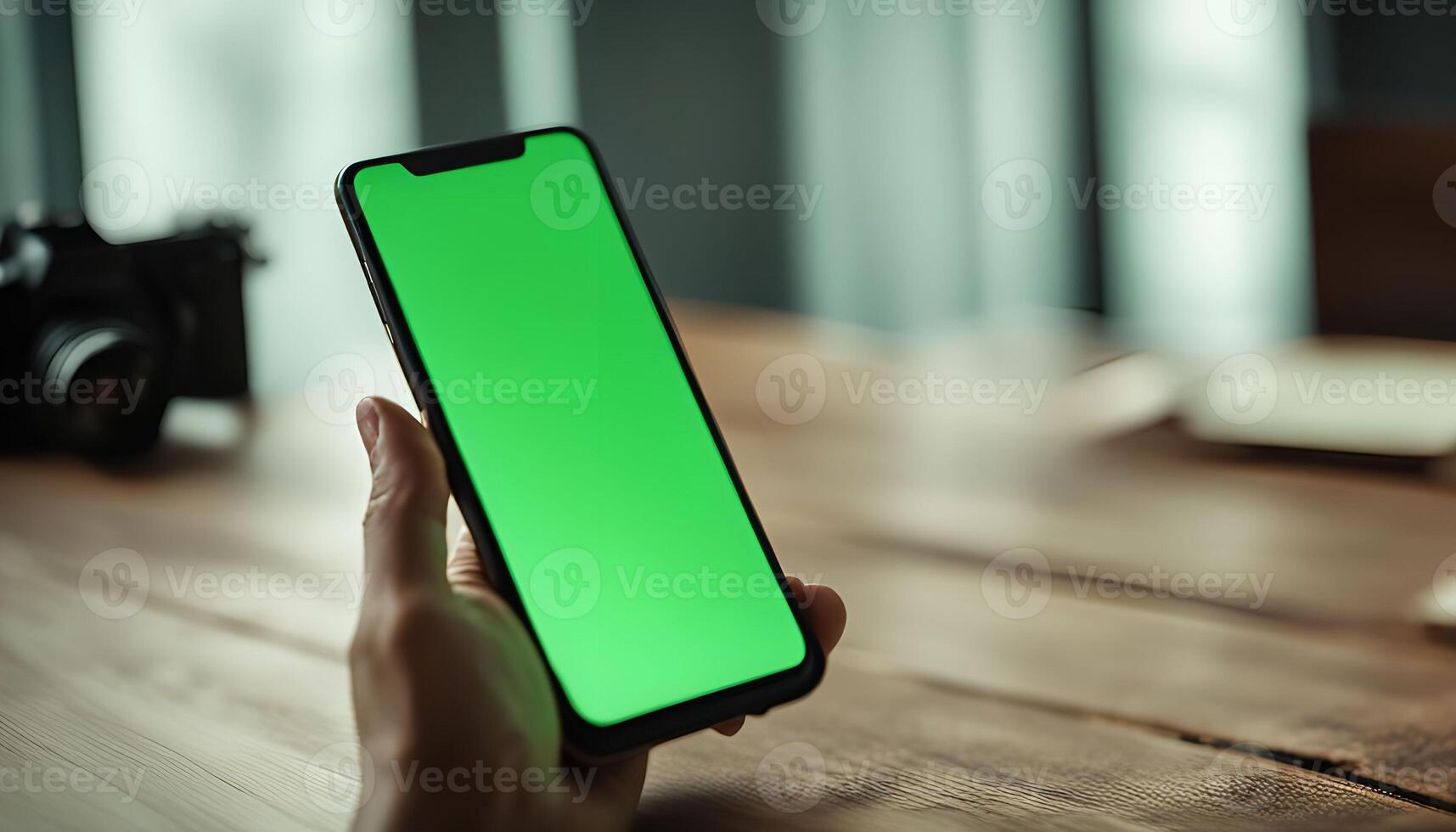 Green Screen Smartphone Mockup for Website or App Design photo