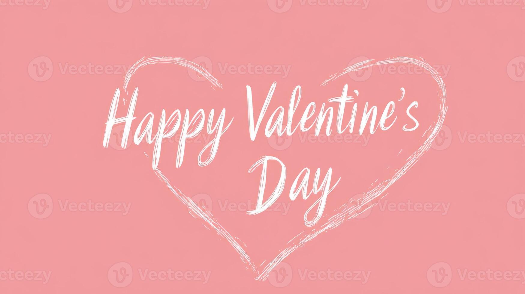 A festive greeting features the phrase Happy Valentine's Day written in elegant script inside a heart shape on a soft pink backdrop. This design captures the spirit of love and affection. photo