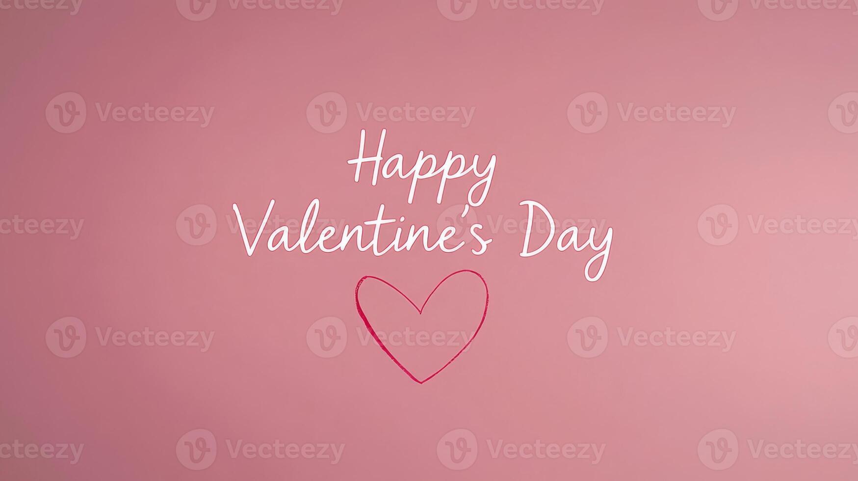 A soft pink background features a warm message wishing a Happy Valentine's Day, accompanied by a delicate heart drawing, perfect for expressing love and affection on this special occasion. photo