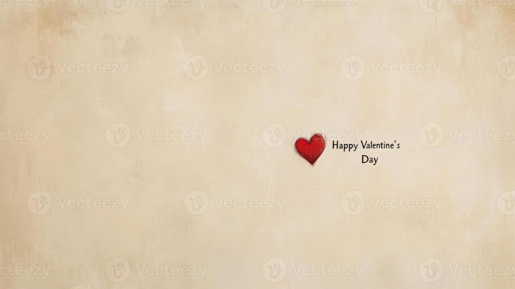 A decorative greeting features a heart symbol beside the text wishing a happy Valentine's Day. The warm, soft background enhances the heartfelt message, ideal for celebrating love and affection. photo