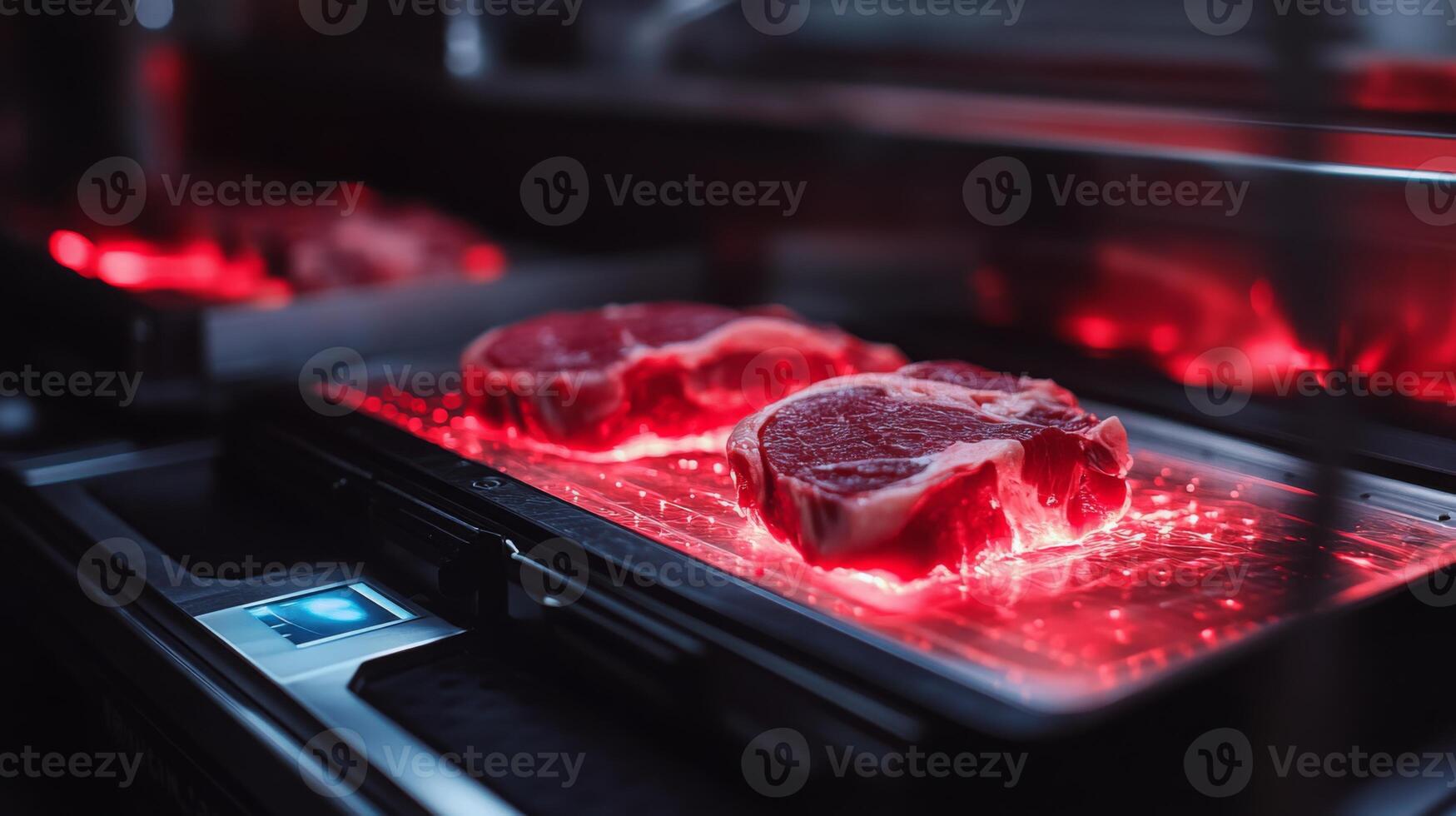 High-tech meat processing line featuring AI technology to enhance efficiency. photo