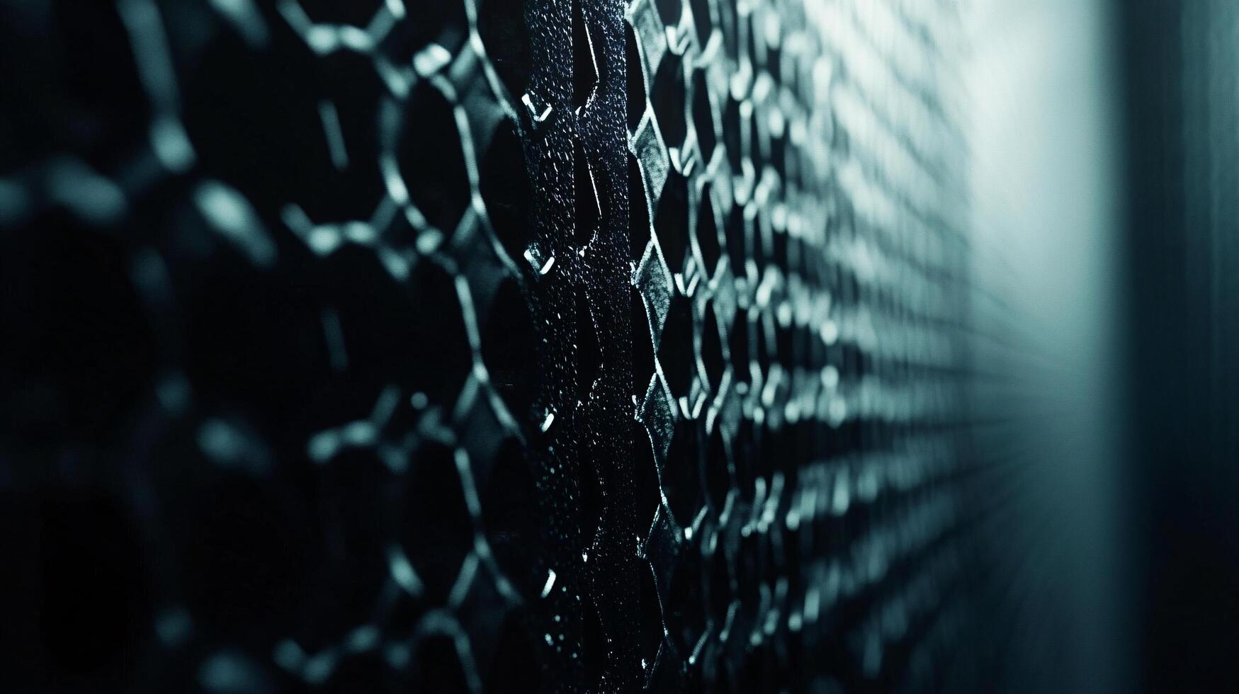 A close up of a black metal surface with a pattern of holes photo