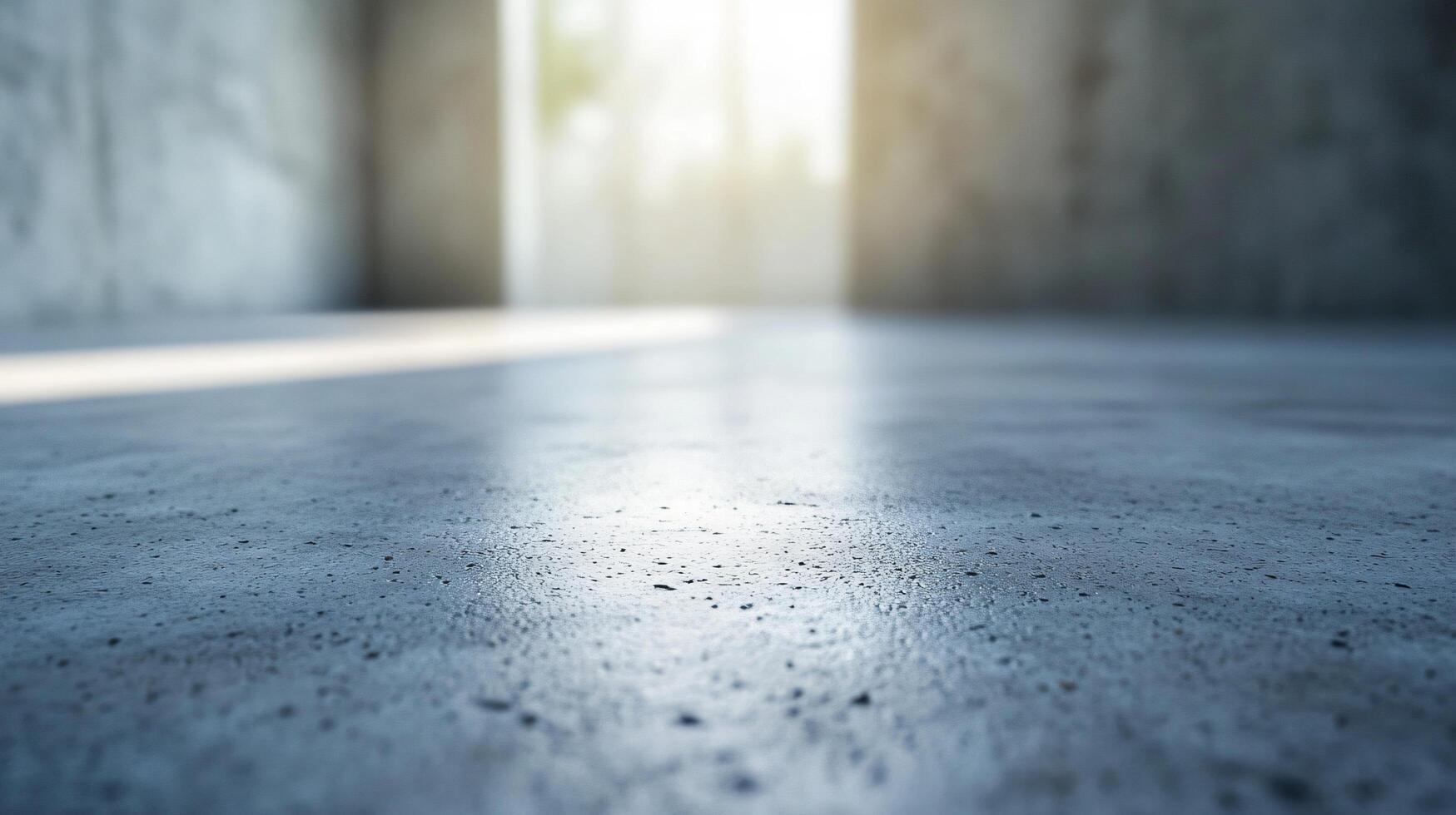 A grey concrete floor with a light shining on it photo