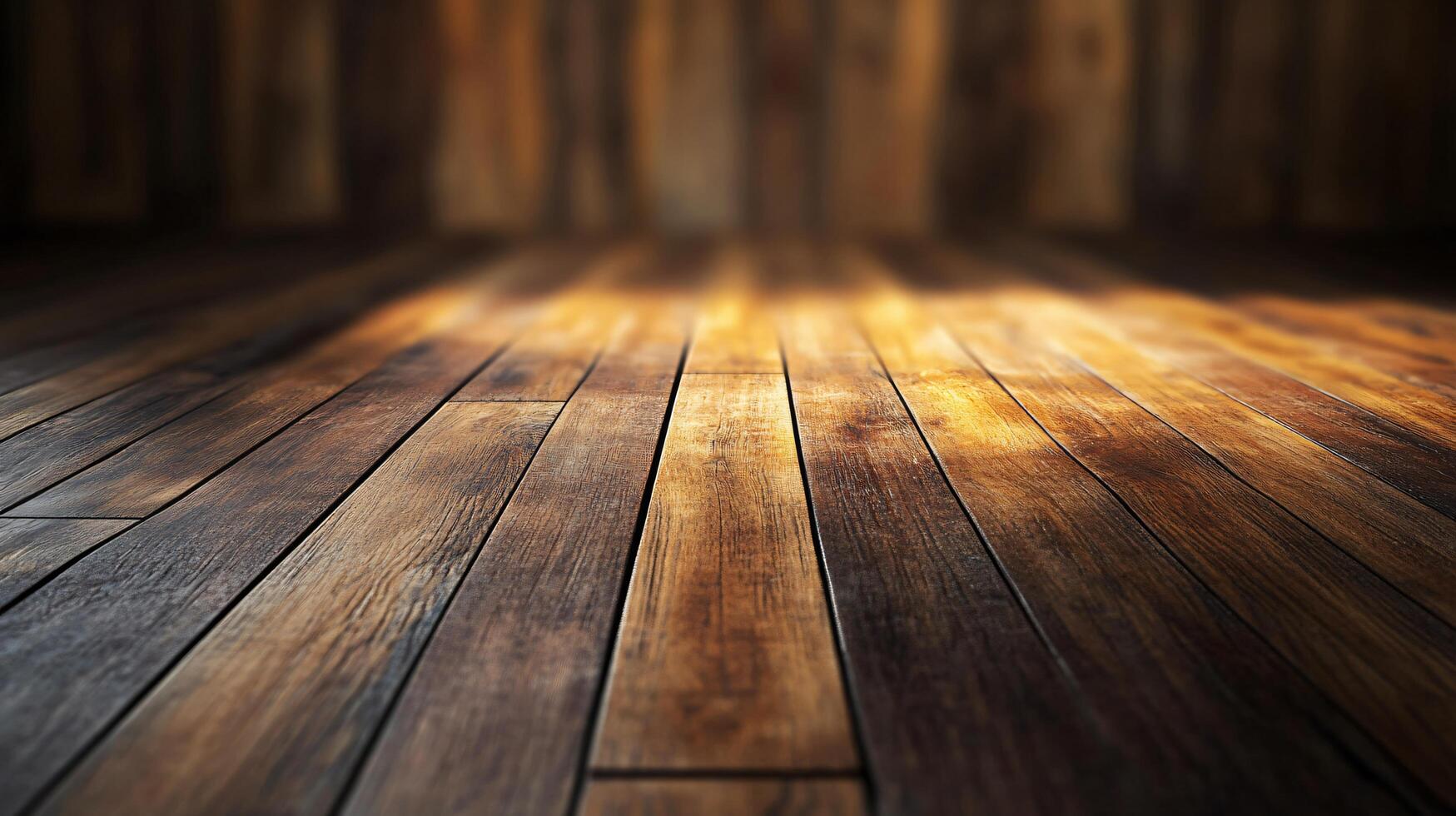 A wooden floor with a lot of light shining on it photo