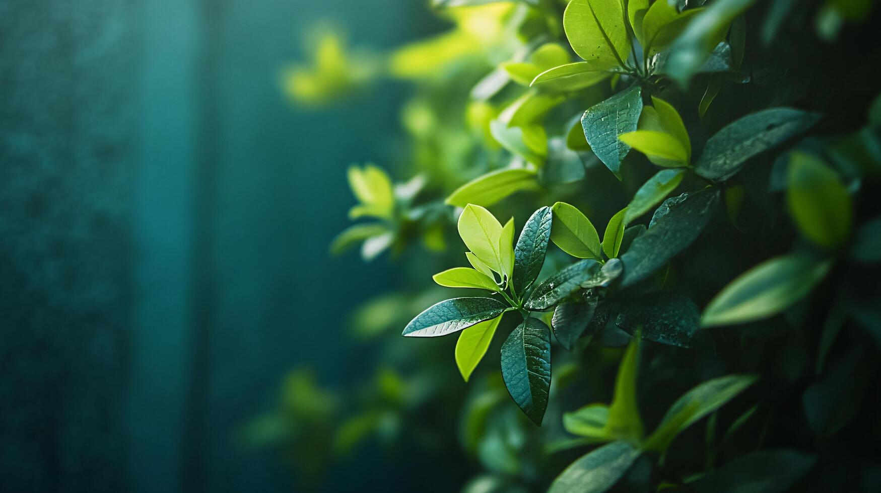 A close up of a leafy green plant with a blue background photo