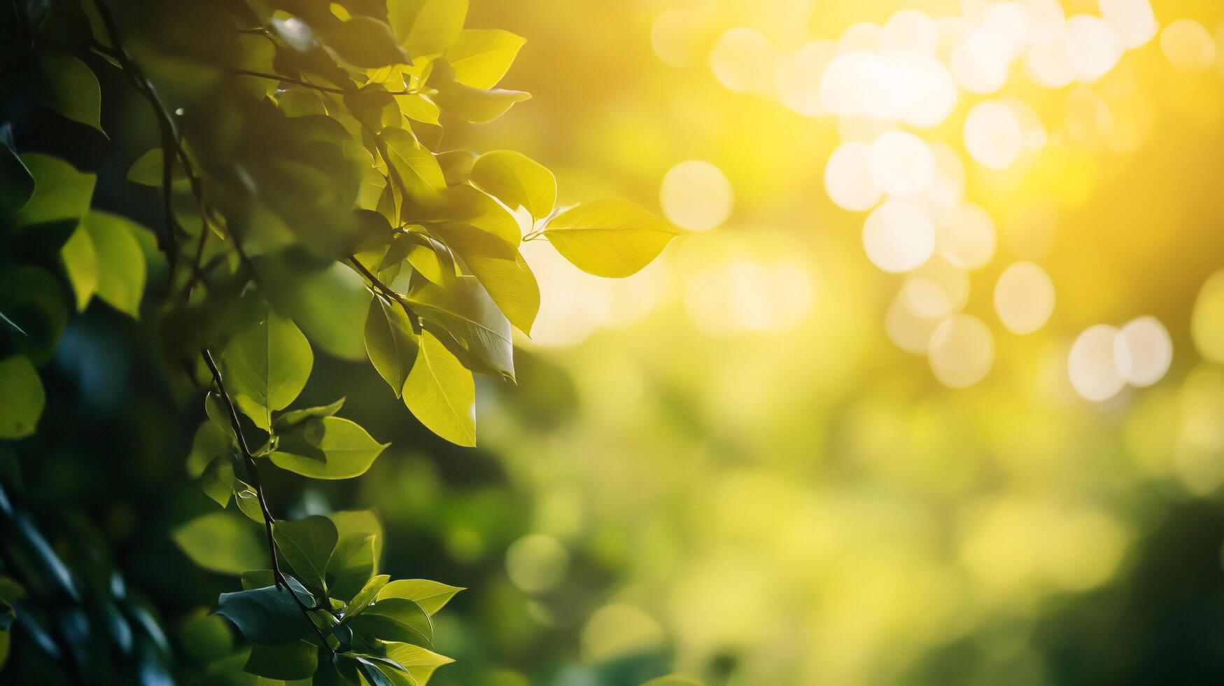 A leafy tree with a bright sun shining through the leaves photo