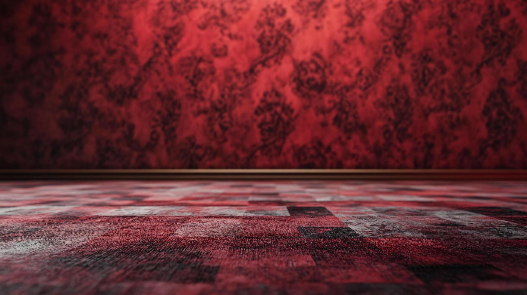 A red wall with a red carpet and a red floor photo