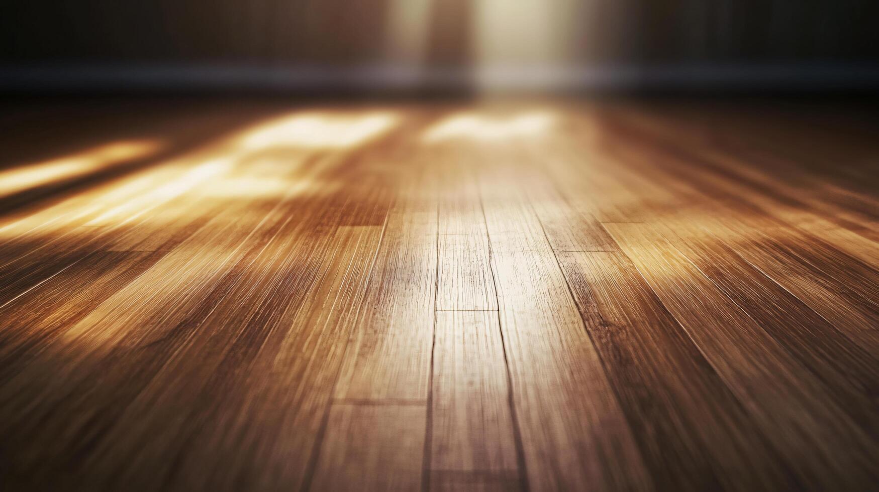 A wooden floor with a sunbeam shining on it photo