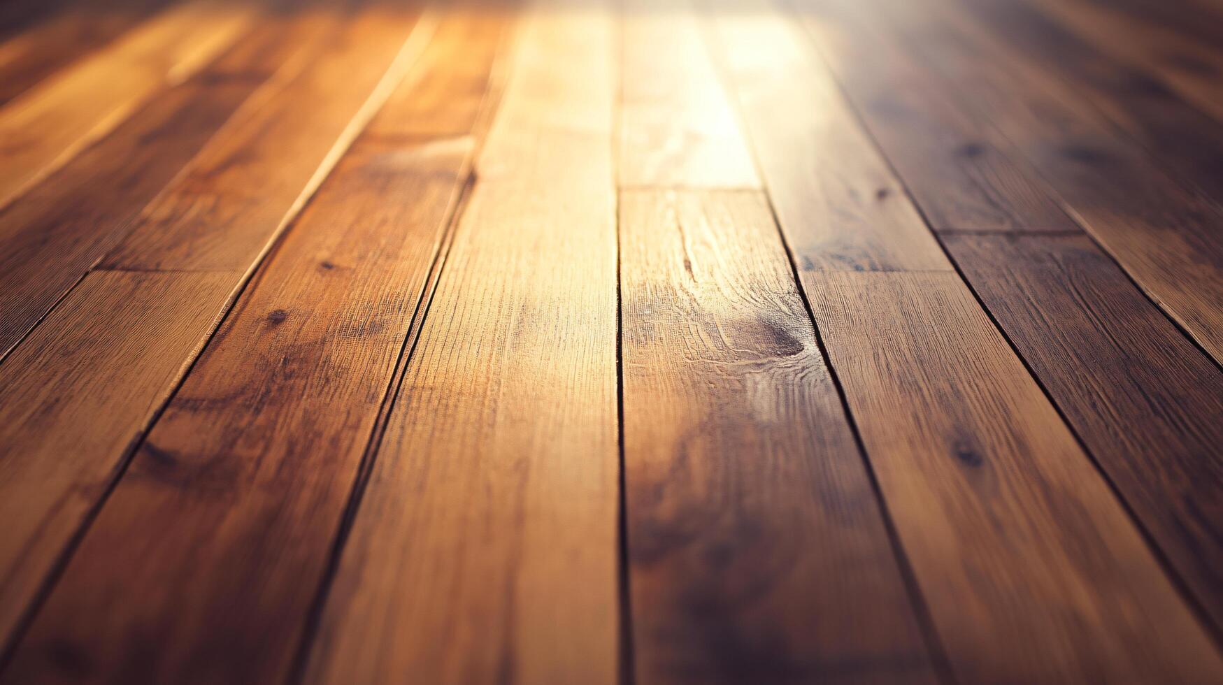 A wooden floor with a light shining on it photo