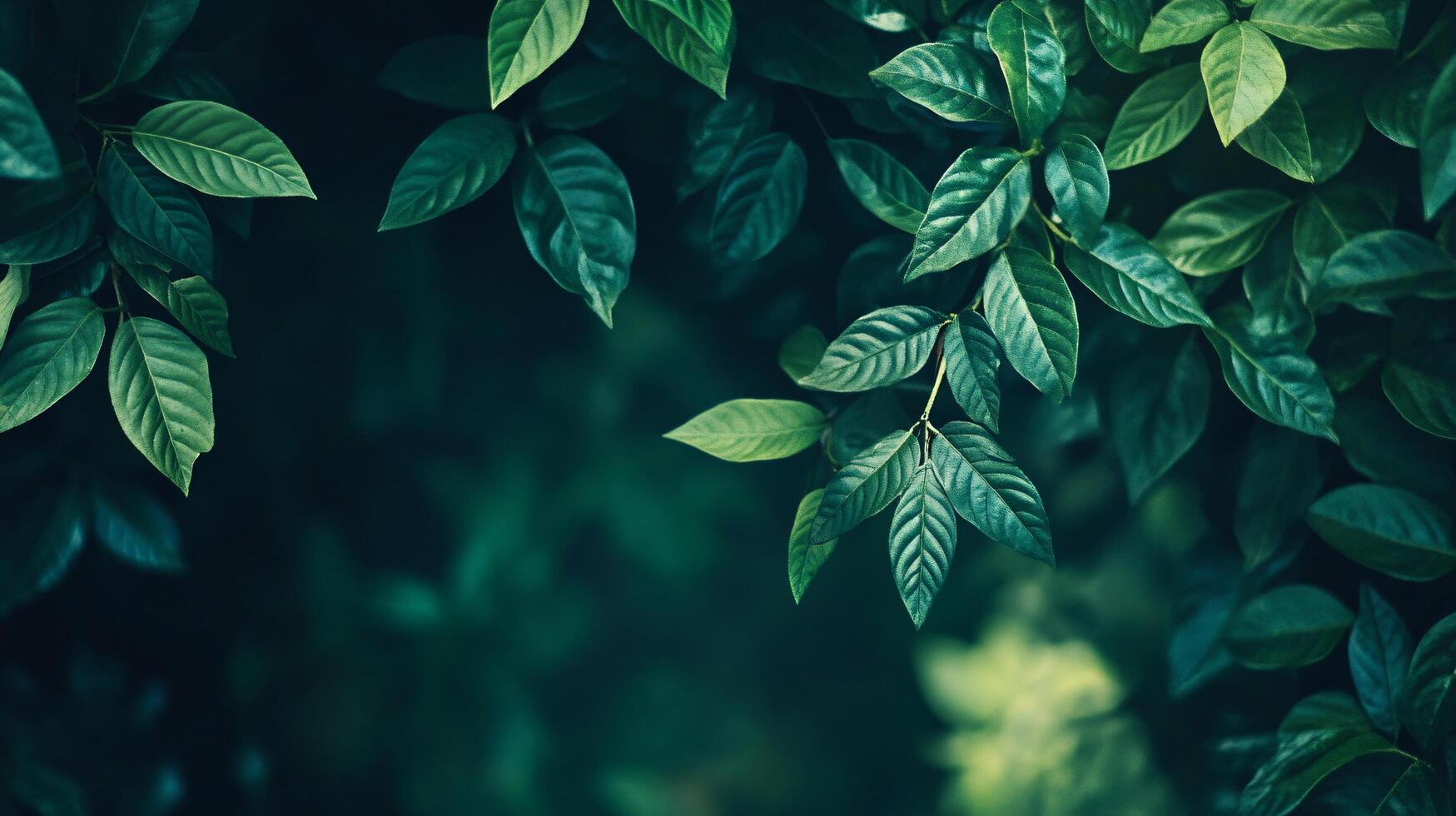 A lush green leafy tree with a dark background photo