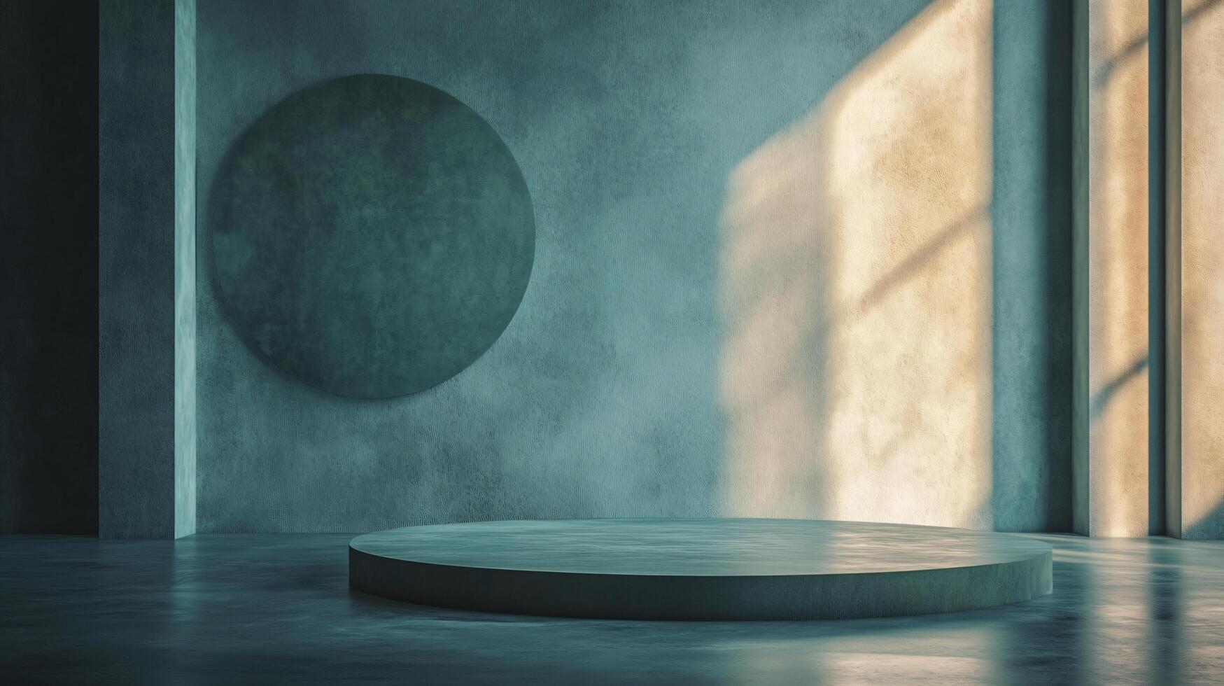 A room with a large round object and a small round object photo