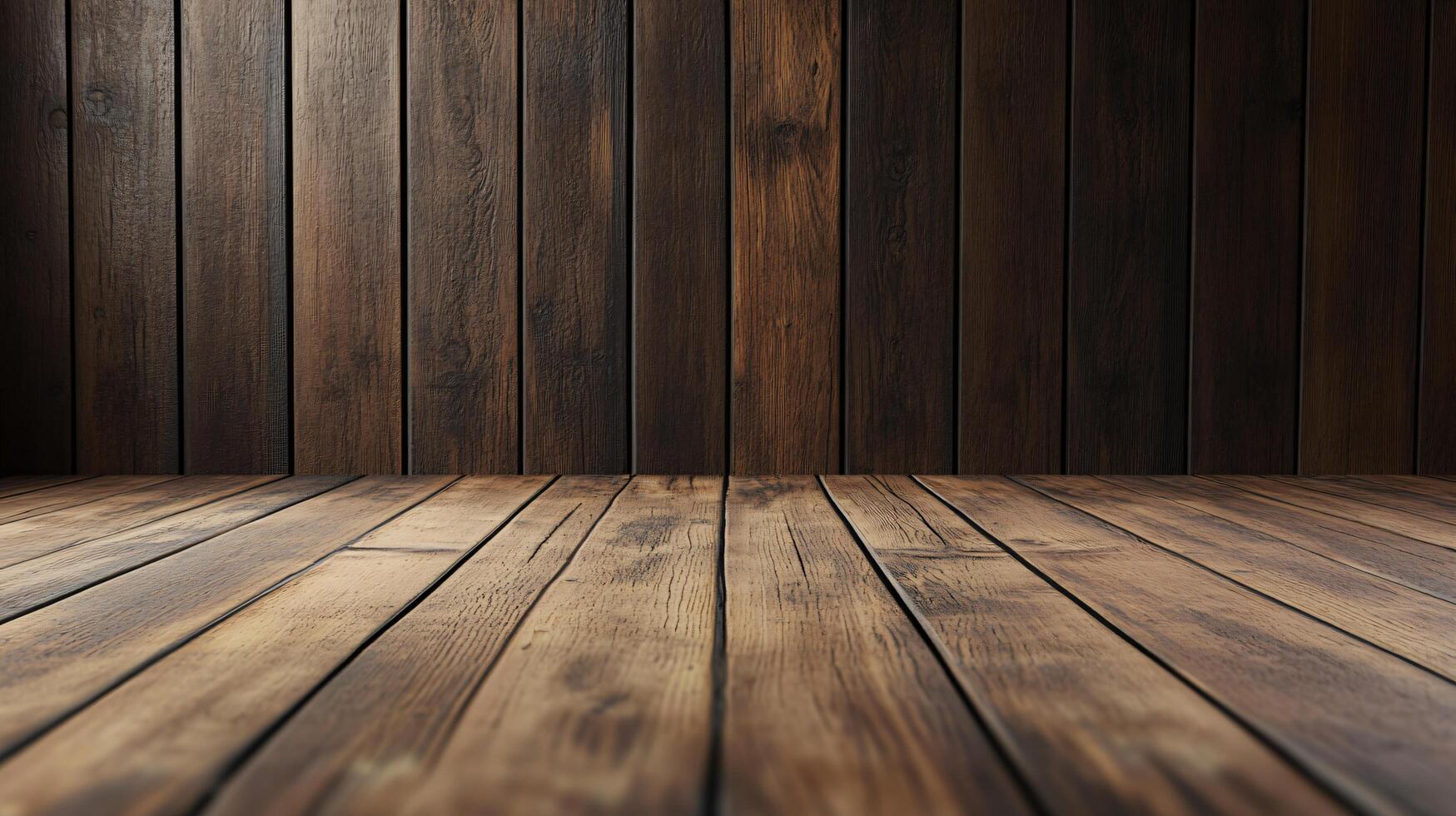 A wooden floor with a large empty space in the middle photo
