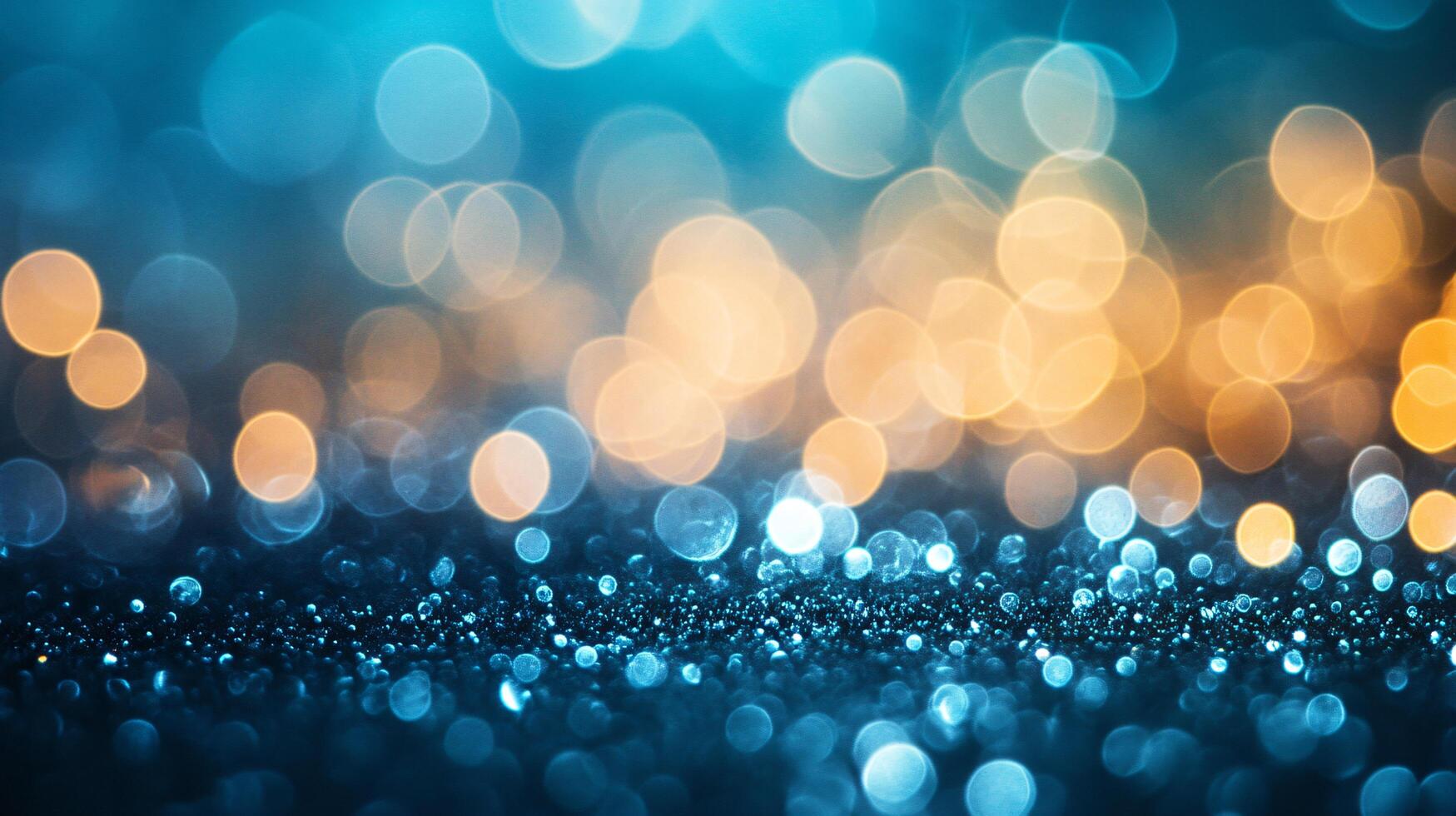 A blurry blue and orange background with many small circles photo