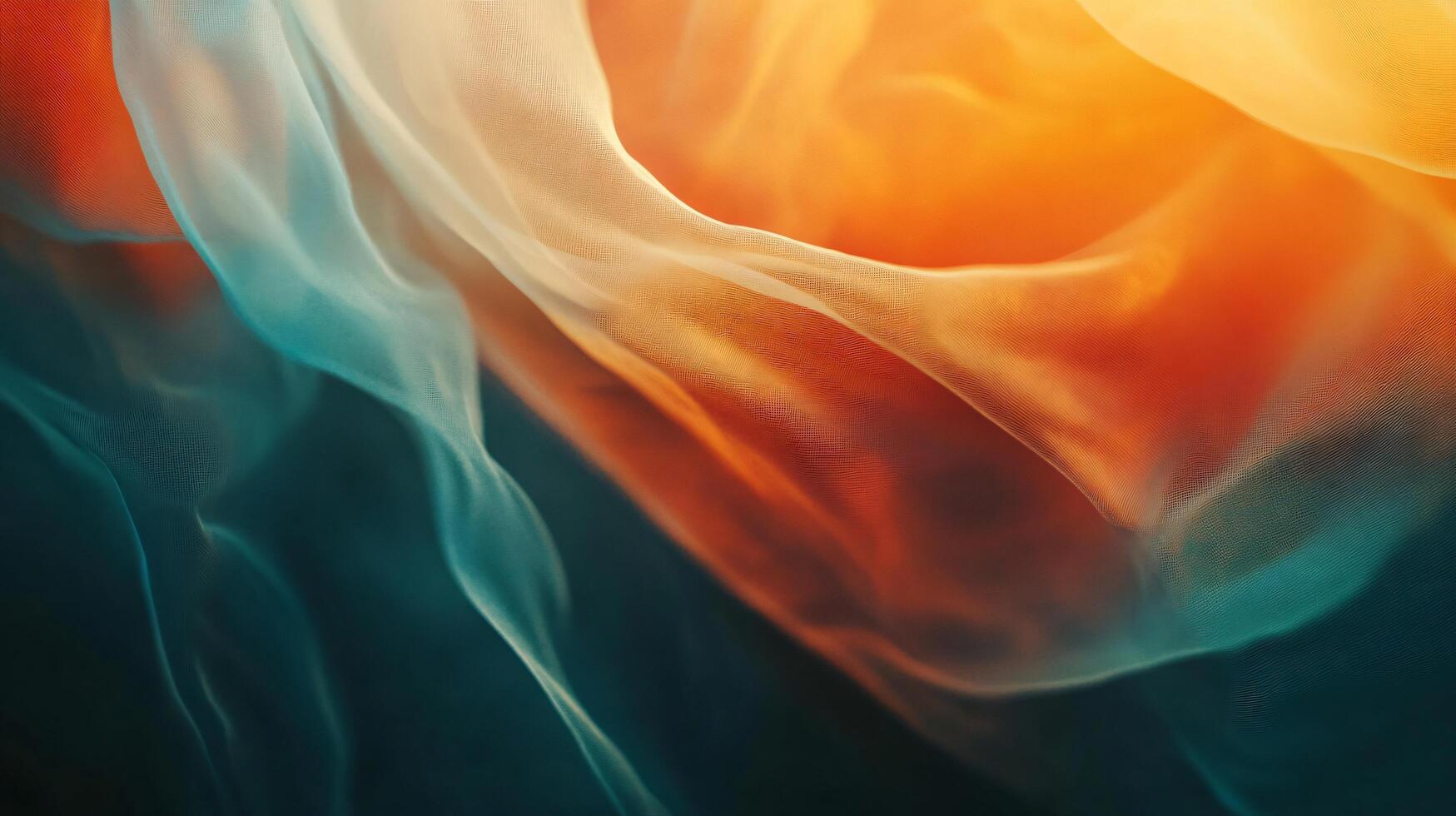 A colorful abstract painting with a blue and green background and orange photo