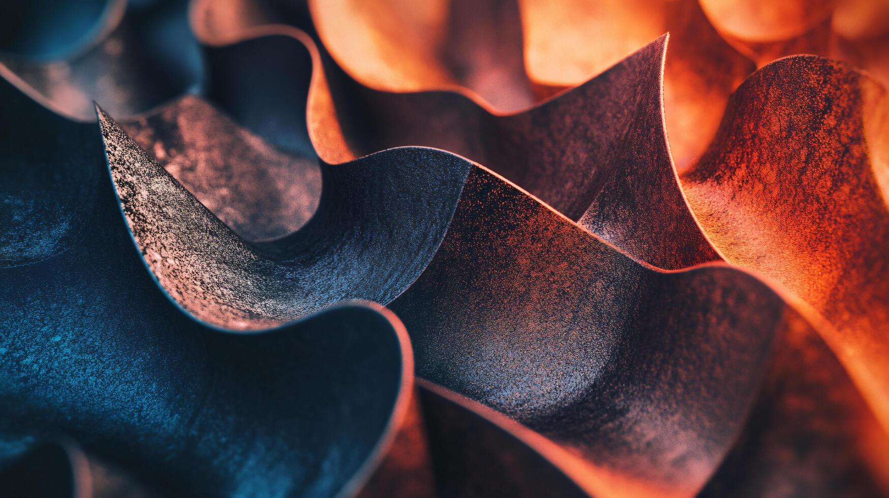 A piece of abstract art with a blue and orange swirl photo