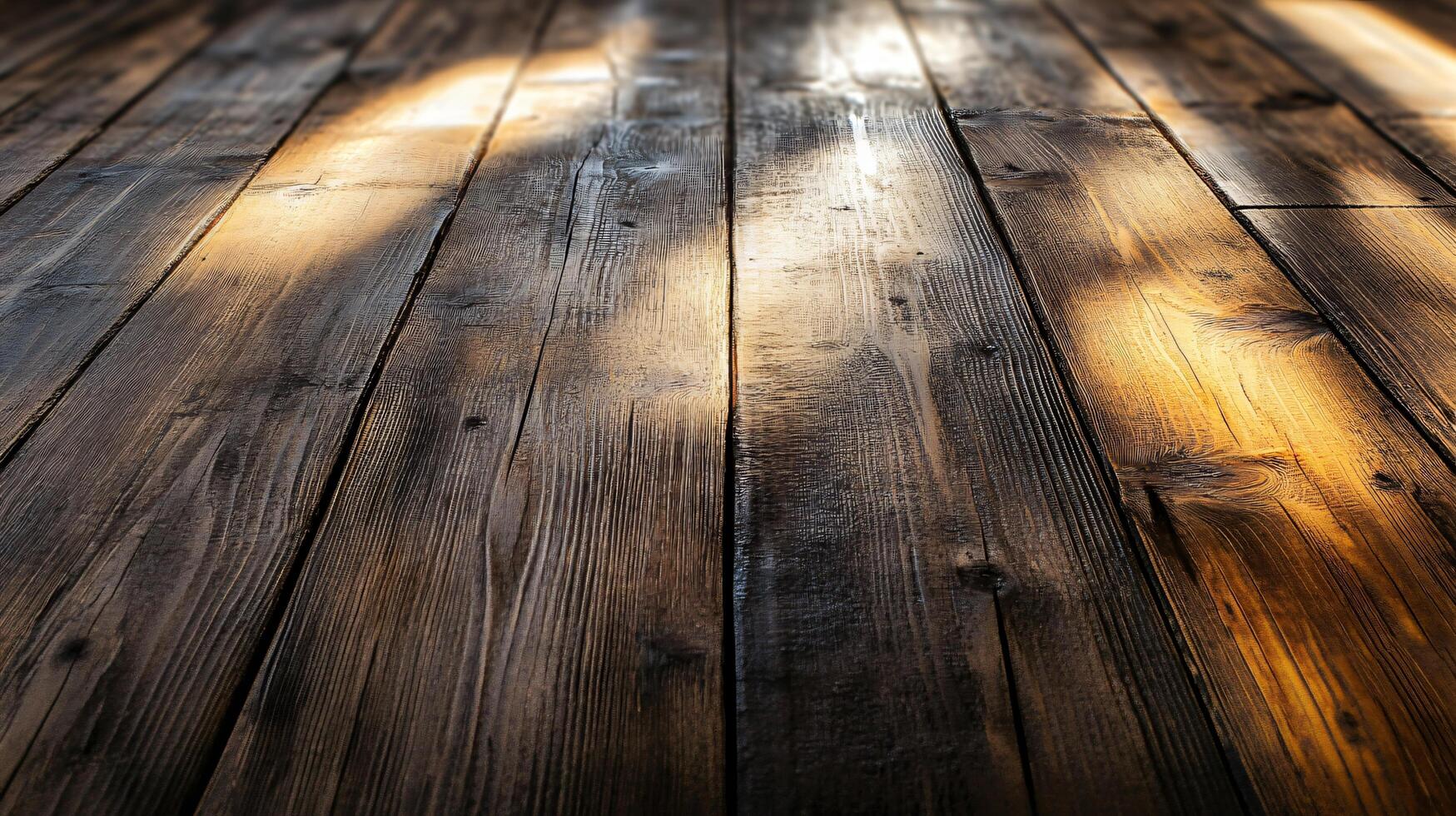 A wooden floor with a shadow of a person on it photo