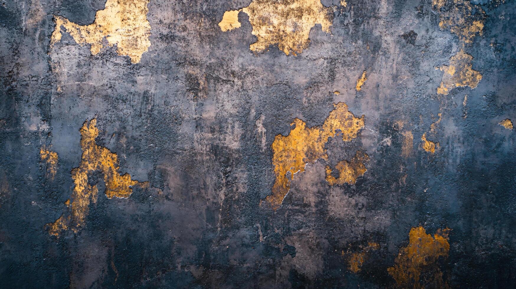 A wall with a gold and blue pattern photo