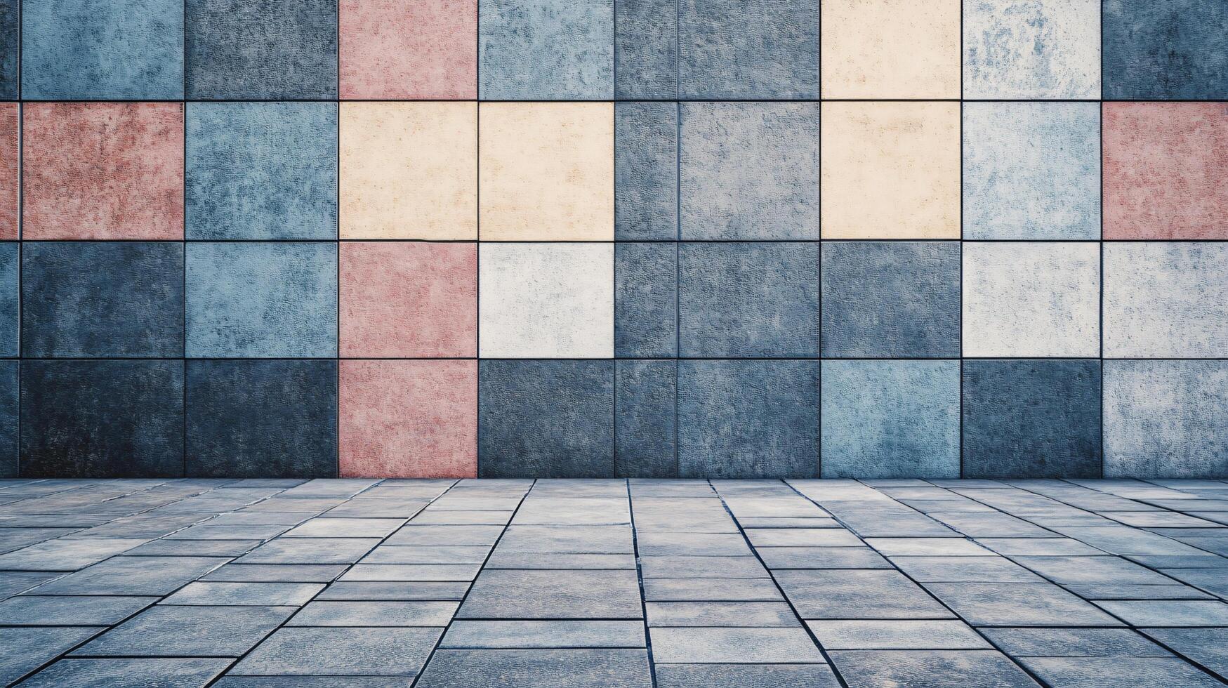 A wall made of bricks with a red square in the middle photo