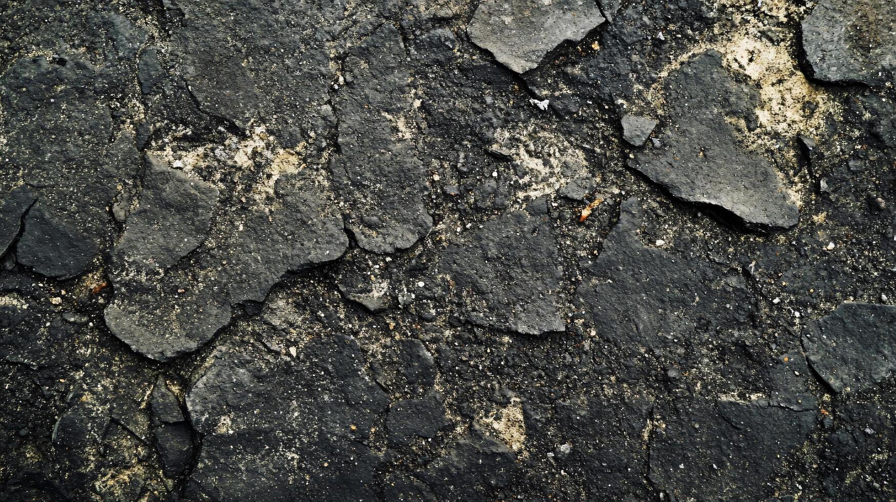 A black and gray rock surface with a lot of cracks and holes photo