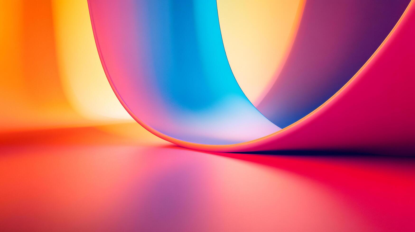 A colorful, abstract painting with a red, yellow, and blue gradient photo