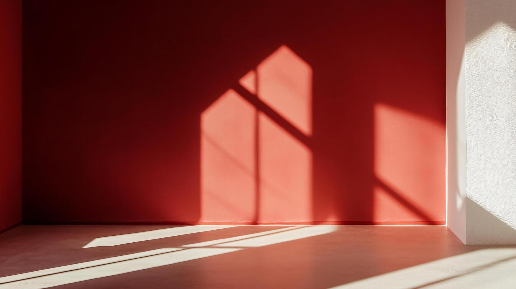 A room with a red wall and a white wall photo