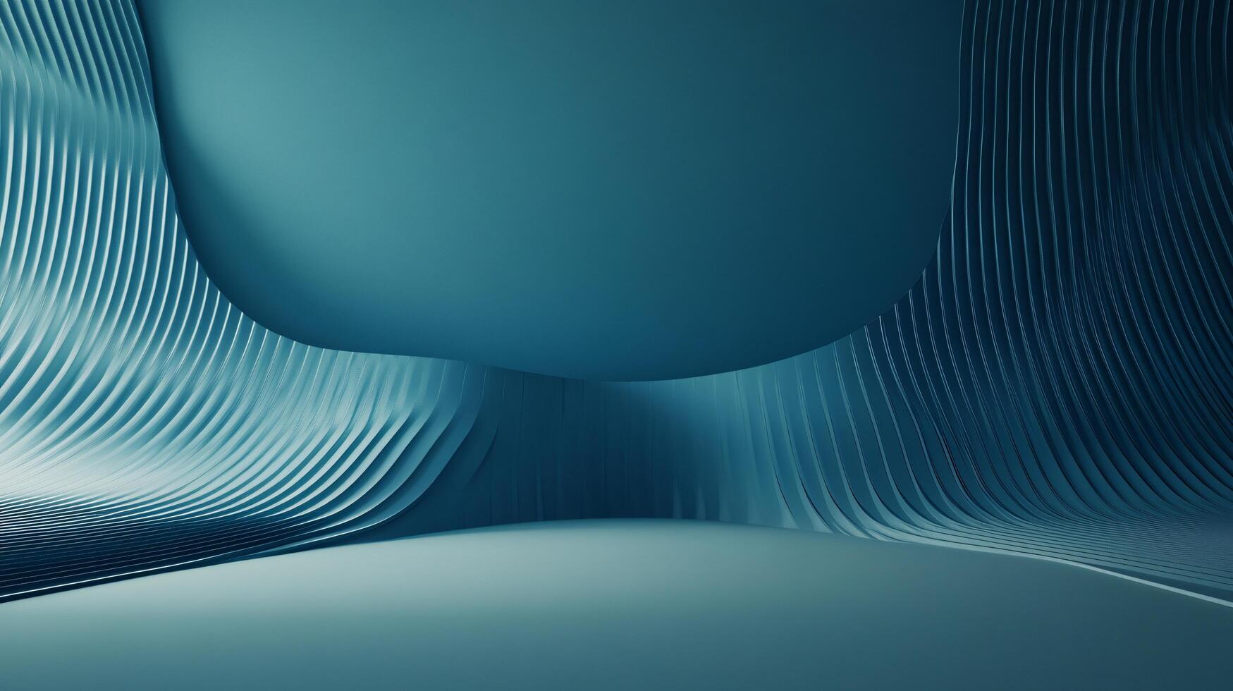 A blue room with a lot of lines and a lot of space photo