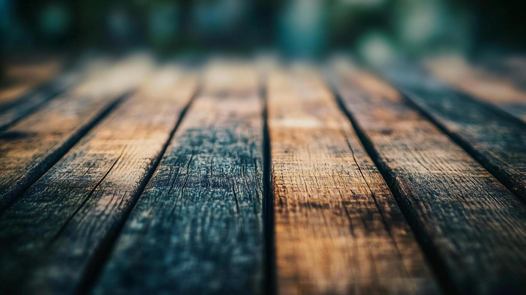 A wooden floor with a blue and brown color photo