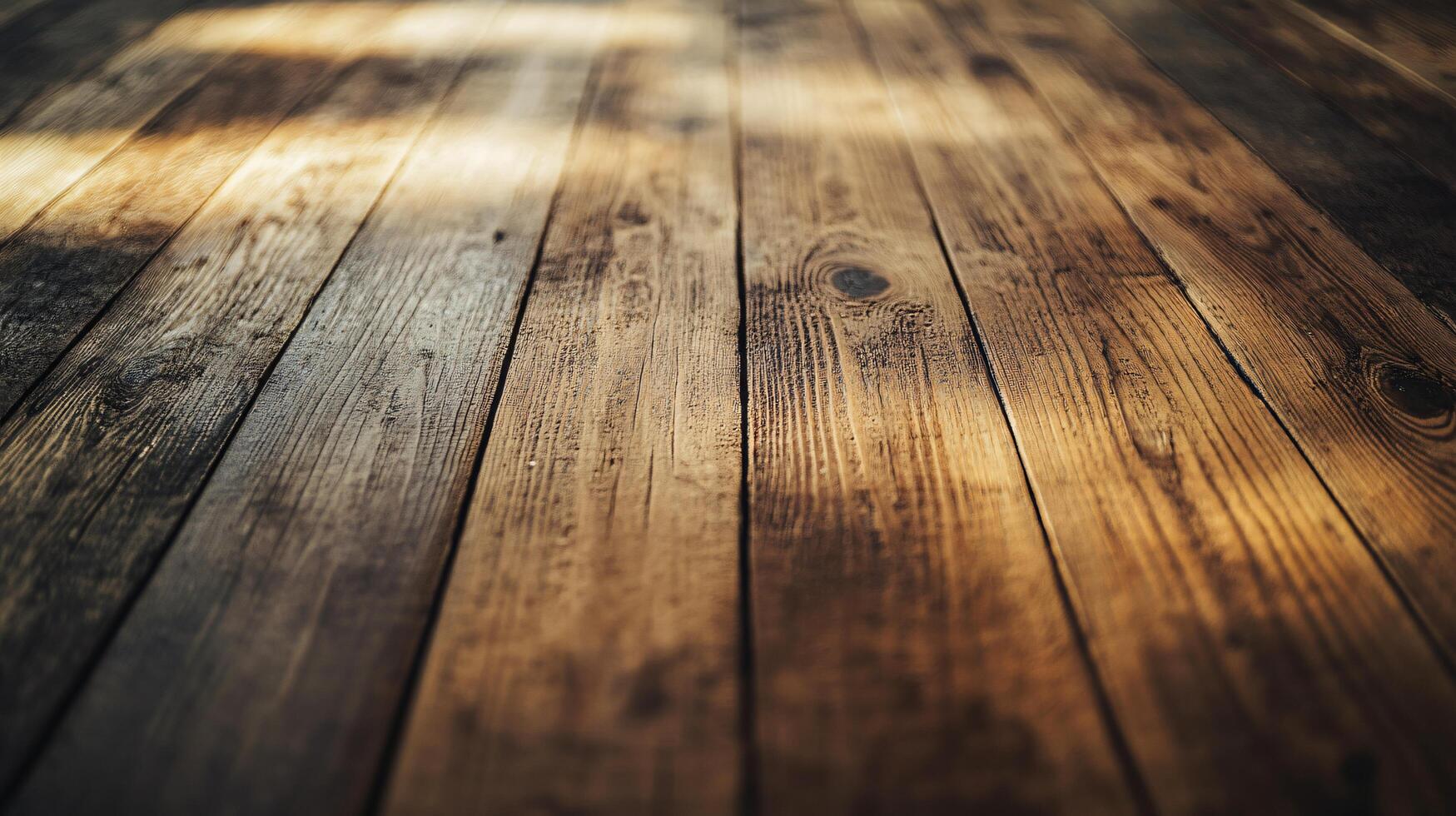 A wooden floor with a light shining on it photo